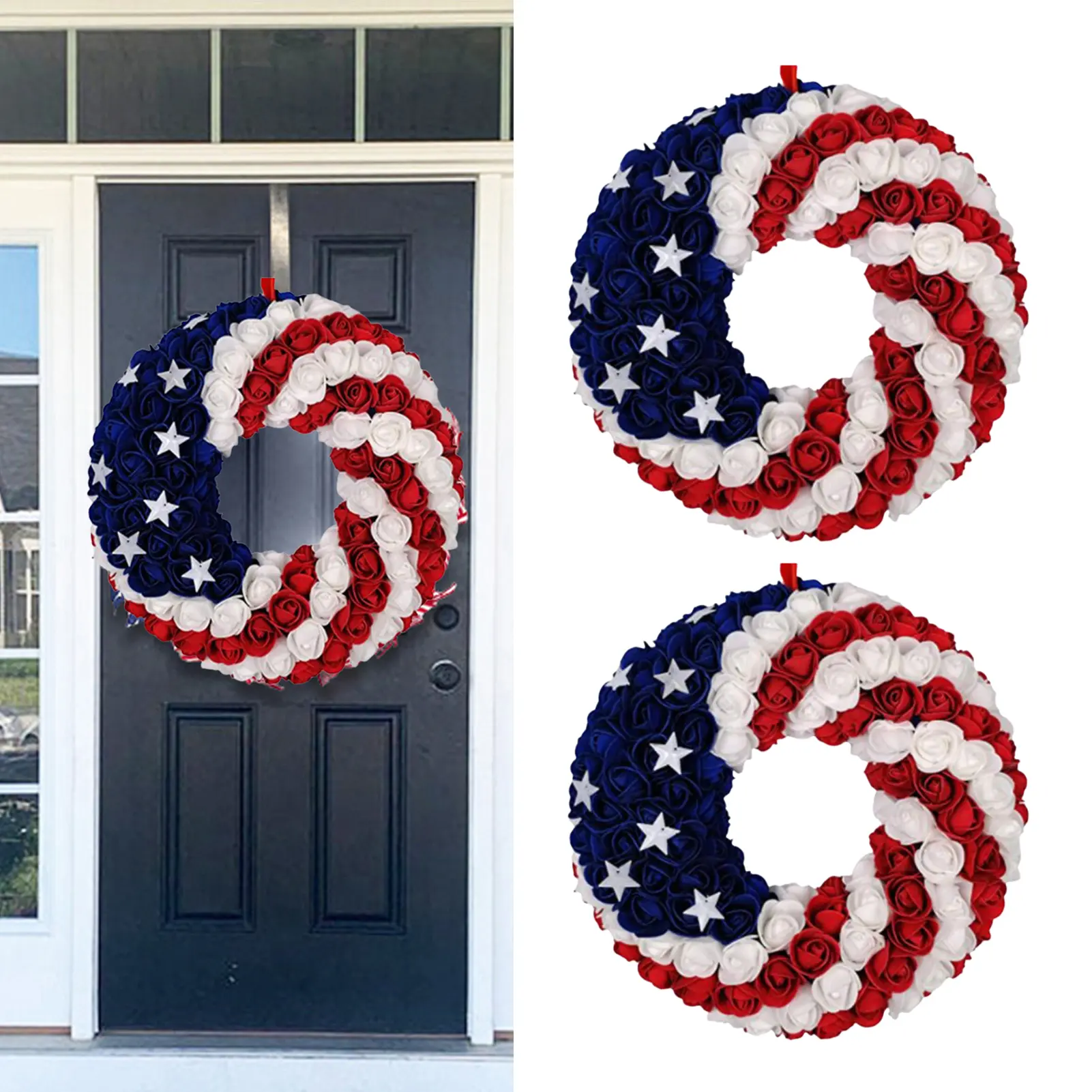 D30cm Independence Day Wreath Door Window Corridor Garden Courtyard Gate Wall Mounted Garland 2025 Festival Party Decor Props