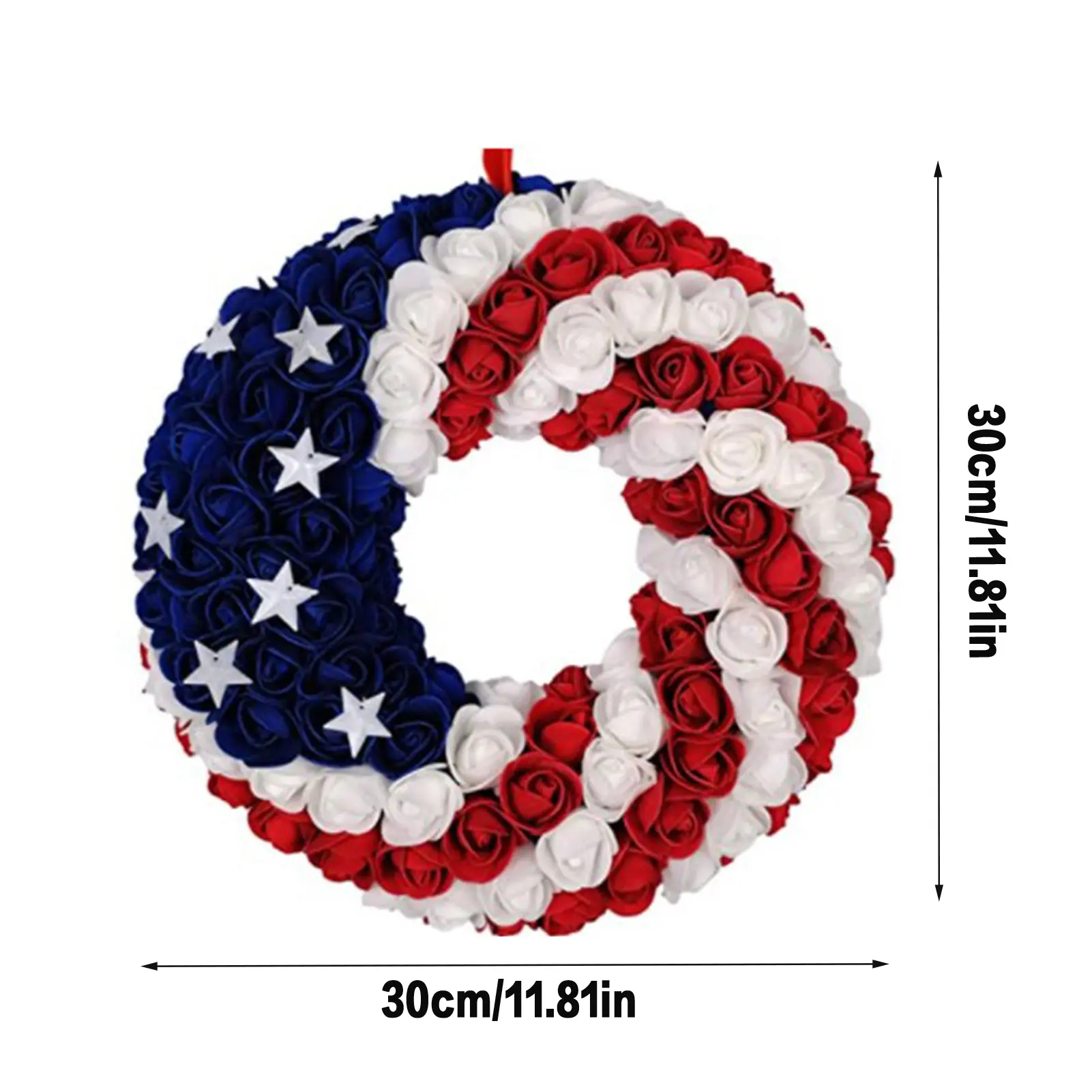 D30cm Independence Day Wreath Door Window Corridor Garden Courtyard Gate Wall Mounted Garland 2025 Festival Party Decor Props