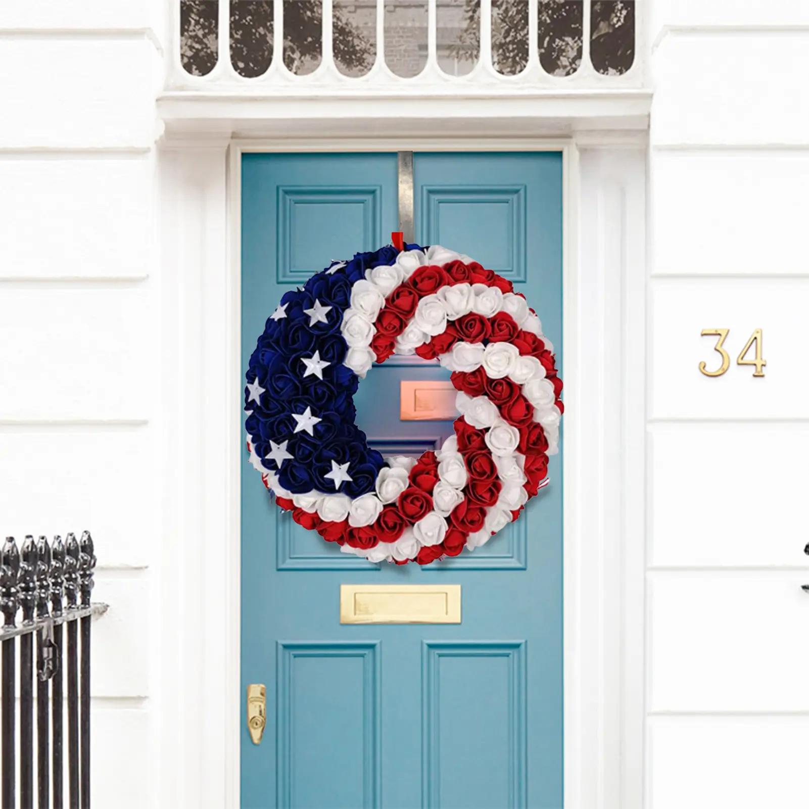 D30cm Independence Day Wreath Door Window Corridor Garden Courtyard Gate Wall Mounted Garland 2025 Festival Party Decor Props