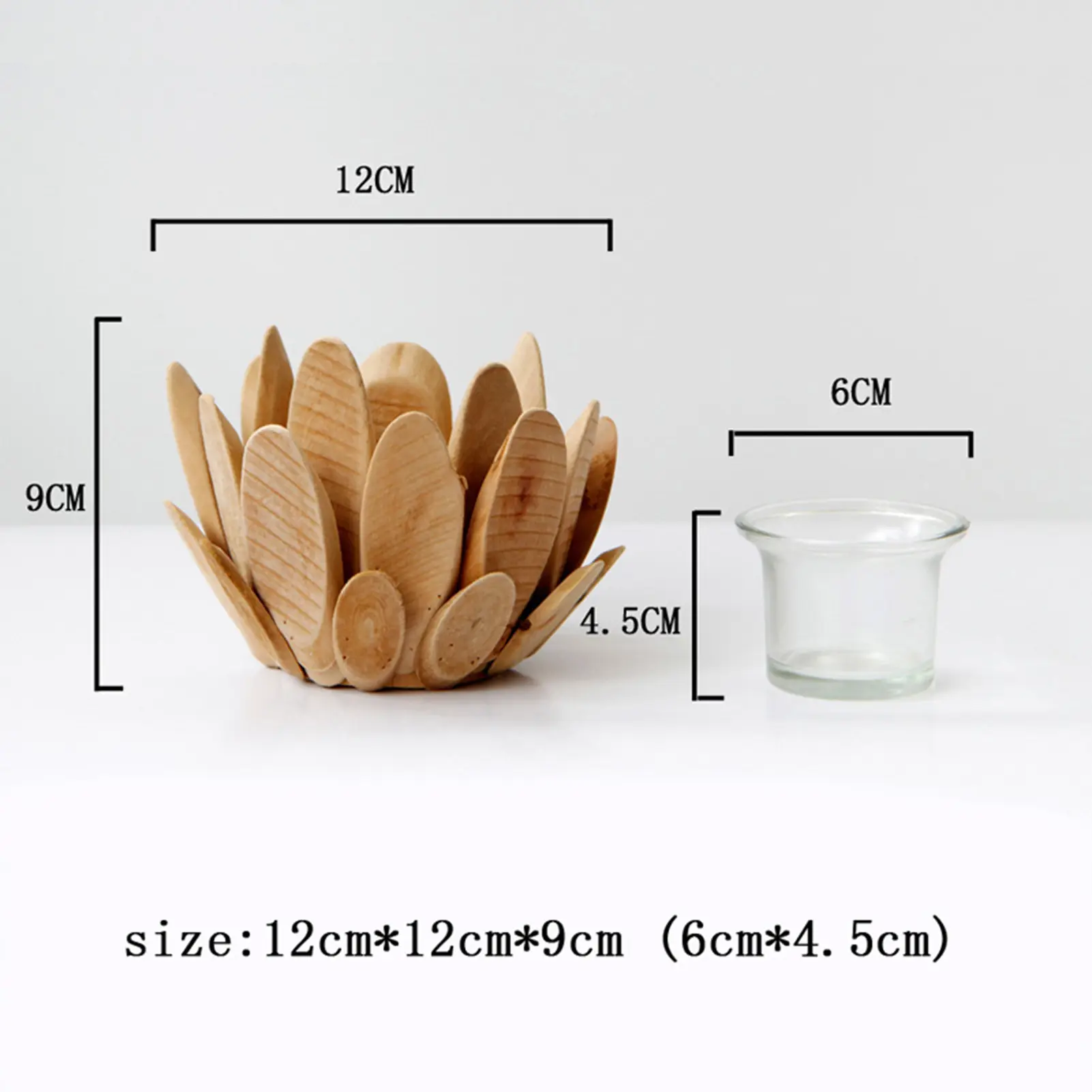 Wooden Lotus Candlestick Creative Petal Shaped Desktop Decorative Candle Holder For Dining Table Cabinet Fireplace Teapoy Desk