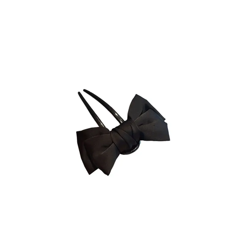 Elegant U-shaped Hairpin For Women Exquisite Fabric Bow Hair Stick Korean Style Girls Meatball Head Updo Hair Accessories 1pc