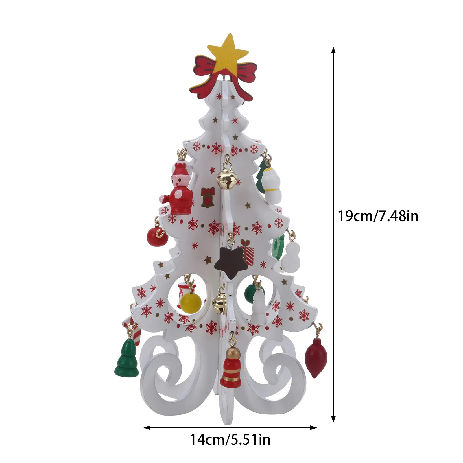 19cm Wooden Christmas Tree Ornament Handmade Desktop Mini Xmas Tree Decoration For Shop School Supermarket Home Decor Props 2025