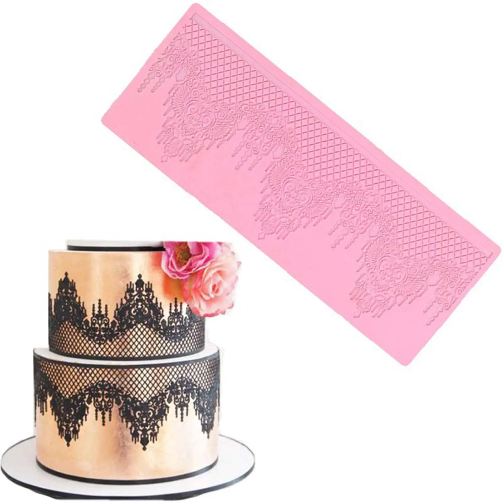 Silicone Baking Mold Lace Castle Pattern Baking Mold For Cake Fondant Dessert Practical Household Cake Shop Dessert Styling Mold