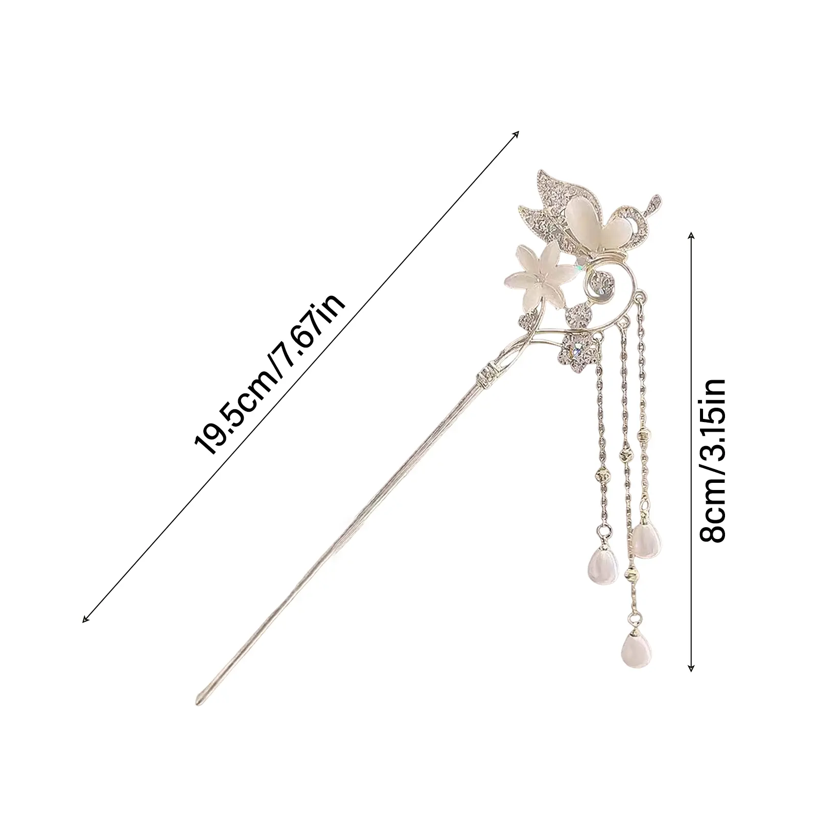 Vintage Tassel Hairpin Chinese Style Butterfly Flower Cat Eye Hairpin Elegant Retro Women's Hair Stick Jewelry Hair Accessories
