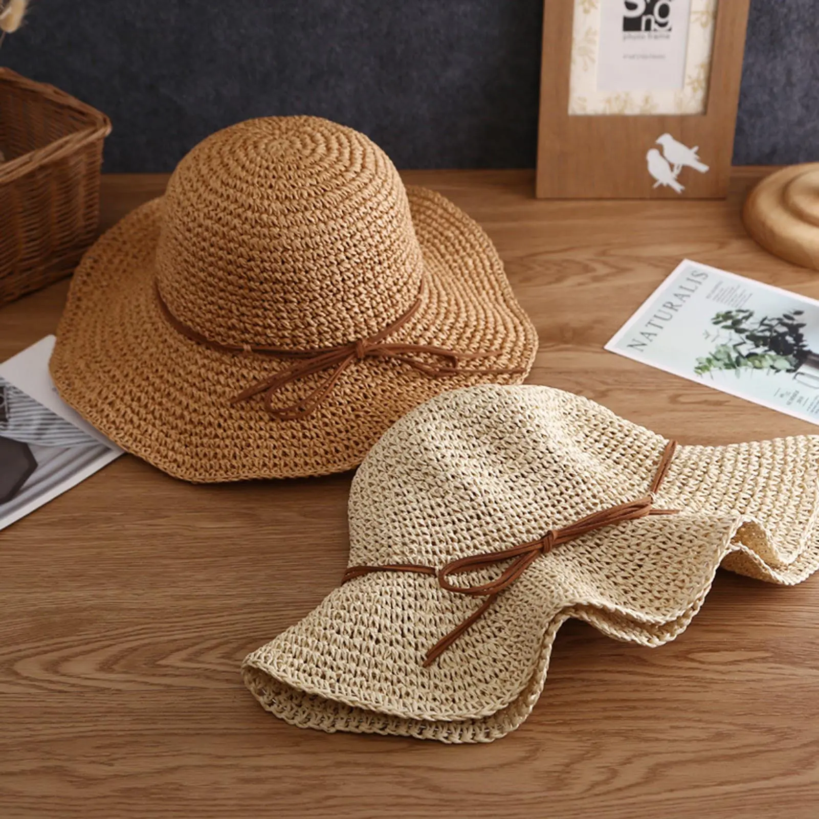 Spring Summer Sun Hat Hand Woven Large Brimmed Straw Hat For Men And Women Fashionable Sunscreen Hat Travel Folding Straw Hat