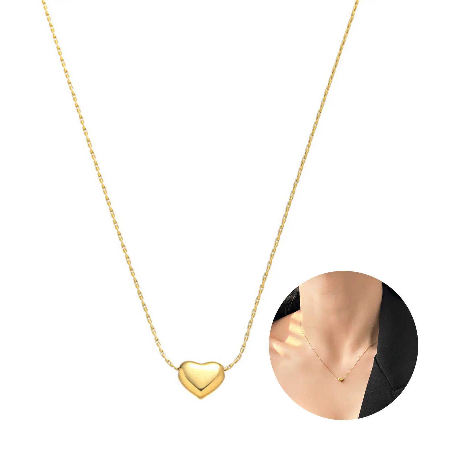2025 New Necklace For Women Trendy Peach Heart Pendant Necklace Simple Elegant Collarbone Chain Jewelry Neck Accessories 1pc