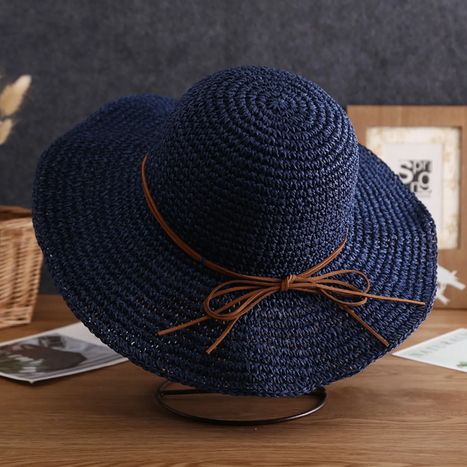 Spring Summer Sun Hat Hand Woven Large Brimmed Straw Hat For Men And Women Fashionable Sunscreen Hat Travel Folding Straw Hat