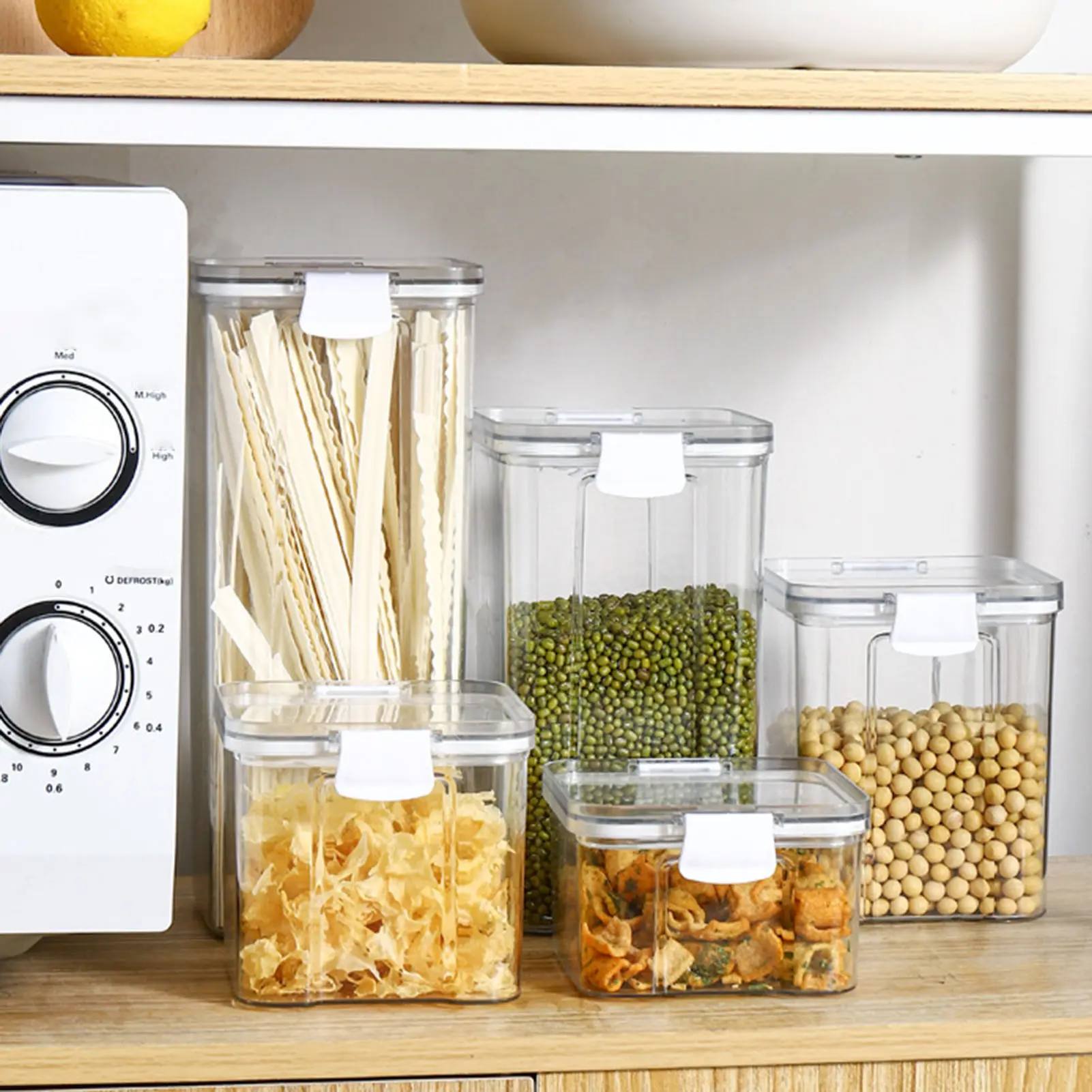 700ml Mini Kitchen Storage Jar With Lid Transparent Plastic Sealed Box For Food Snack Seasoning Candy Tea Mini Organizer Box
