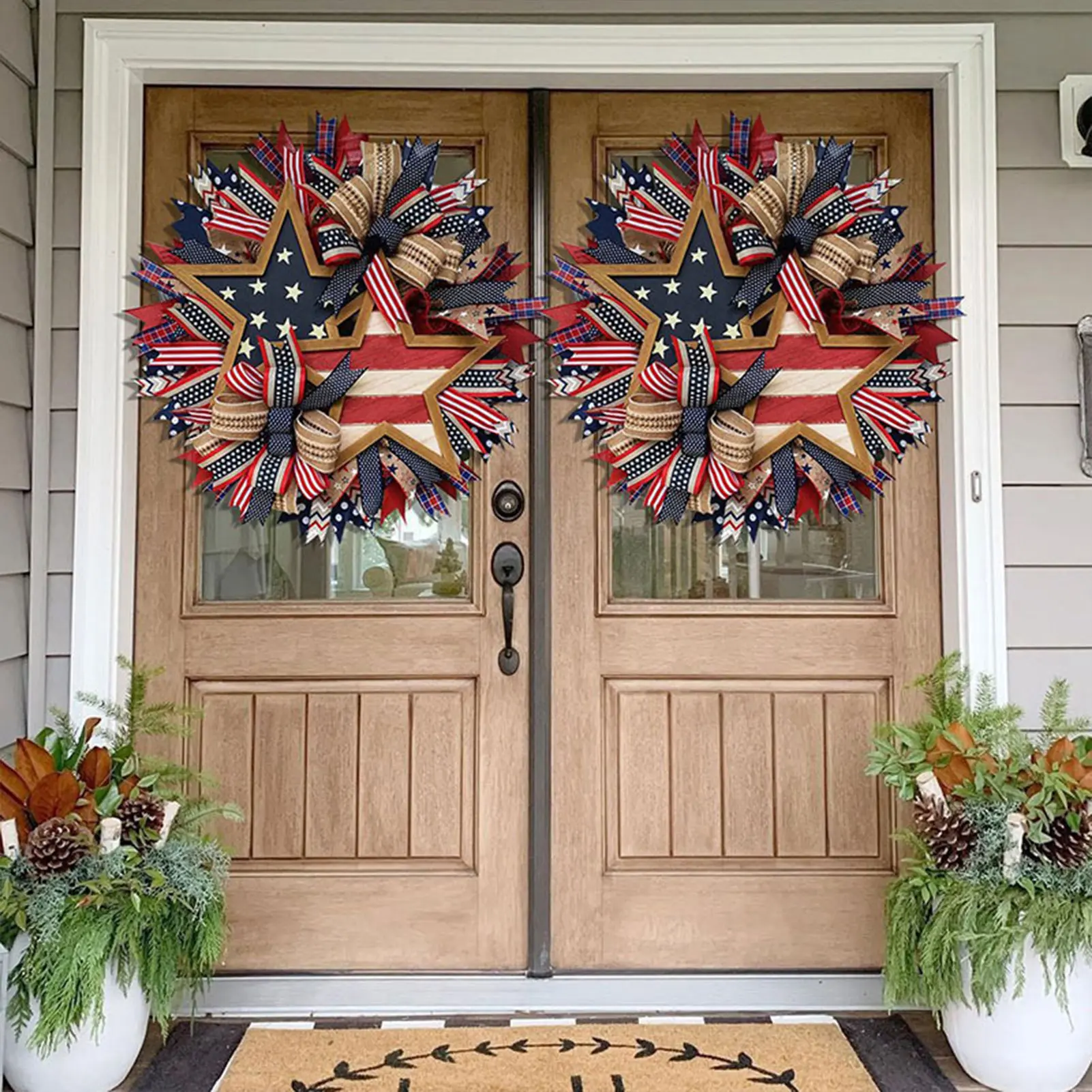 2025 Independence Day Decorative Wreath Wall Mounted Entrance Hall Corridor Aisle Garden Courtyard Gate Garland Home Decor Props