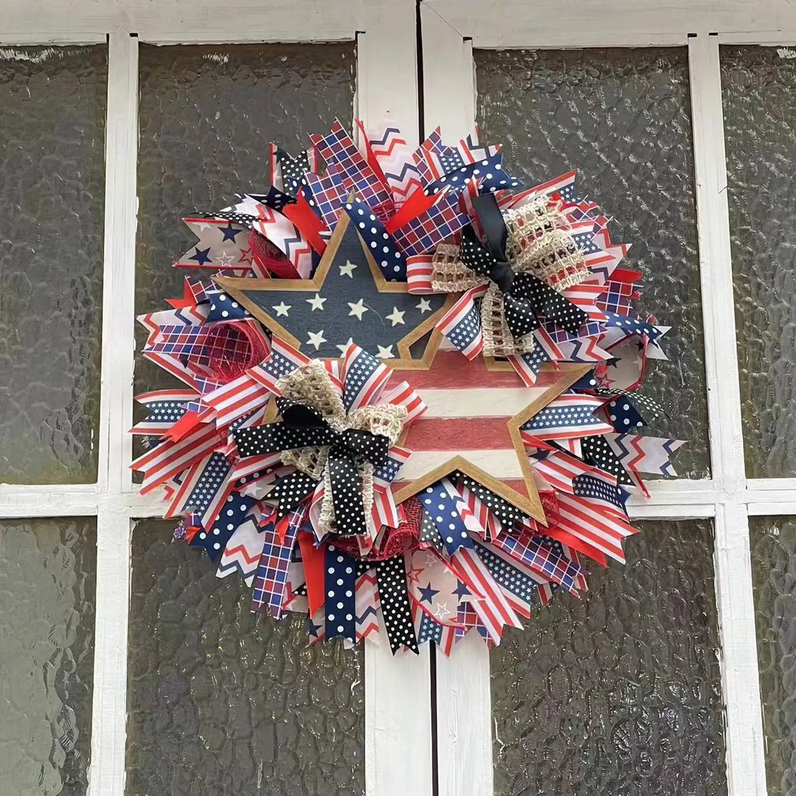 2025 Independence Day Decorative Wreath Wall Mounted Entrance Hall Corridor Aisle Garden Courtyard Gate Garland Home Decor Props