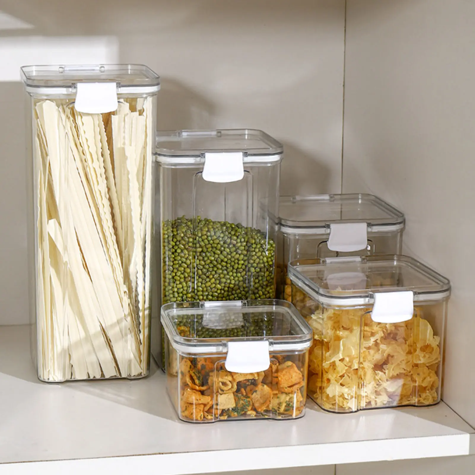 700ml Mini Kitchen Storage Jar With Lid Transparent Plastic Sealed Box For Food Snack Seasoning Candy Tea Mini Organizer Box