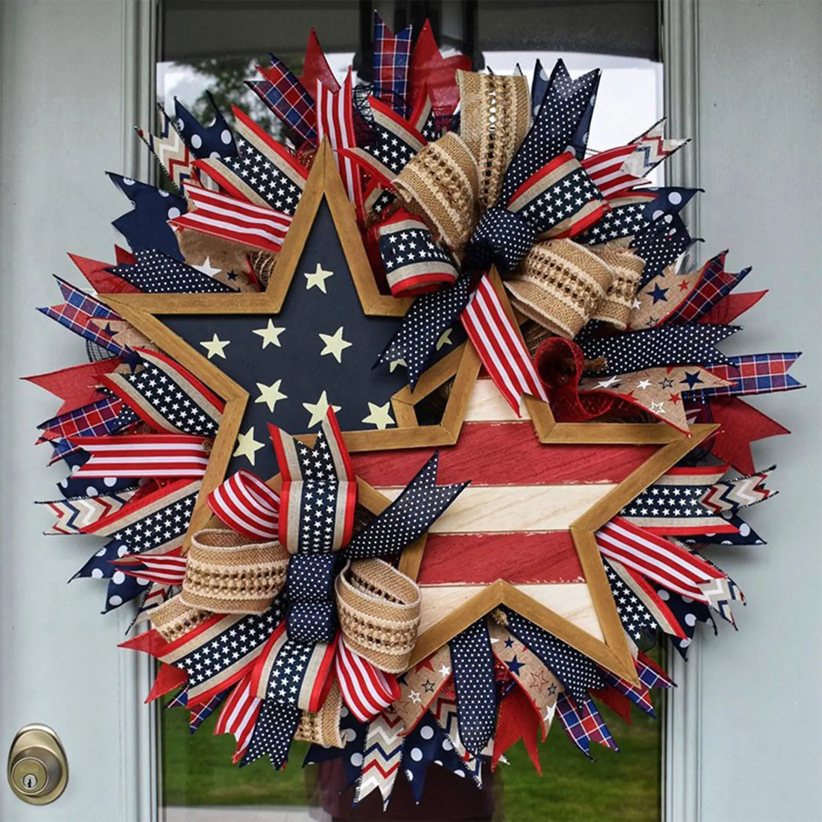 2025 Independence Day Decorative Wreath Wall Mounted Entrance Hall Corridor Aisle Garden Courtyard Gate Garland Home Decor Props