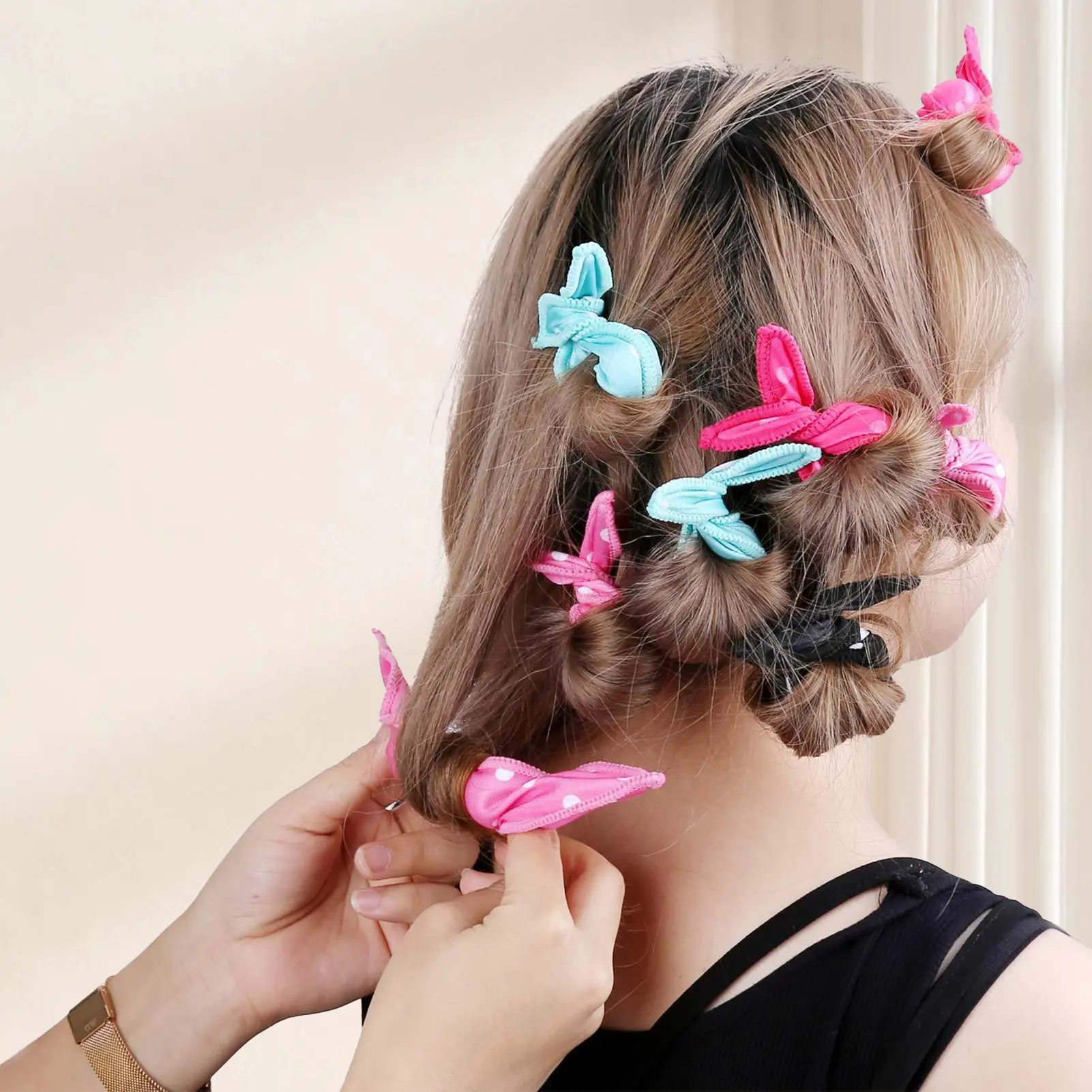 1/5/10pcs Mixed Hair Curler Color Wave Point Hair Rollers For Women Girls No Heating Manual Hair Fluffy Sponge Hairdressing Tool