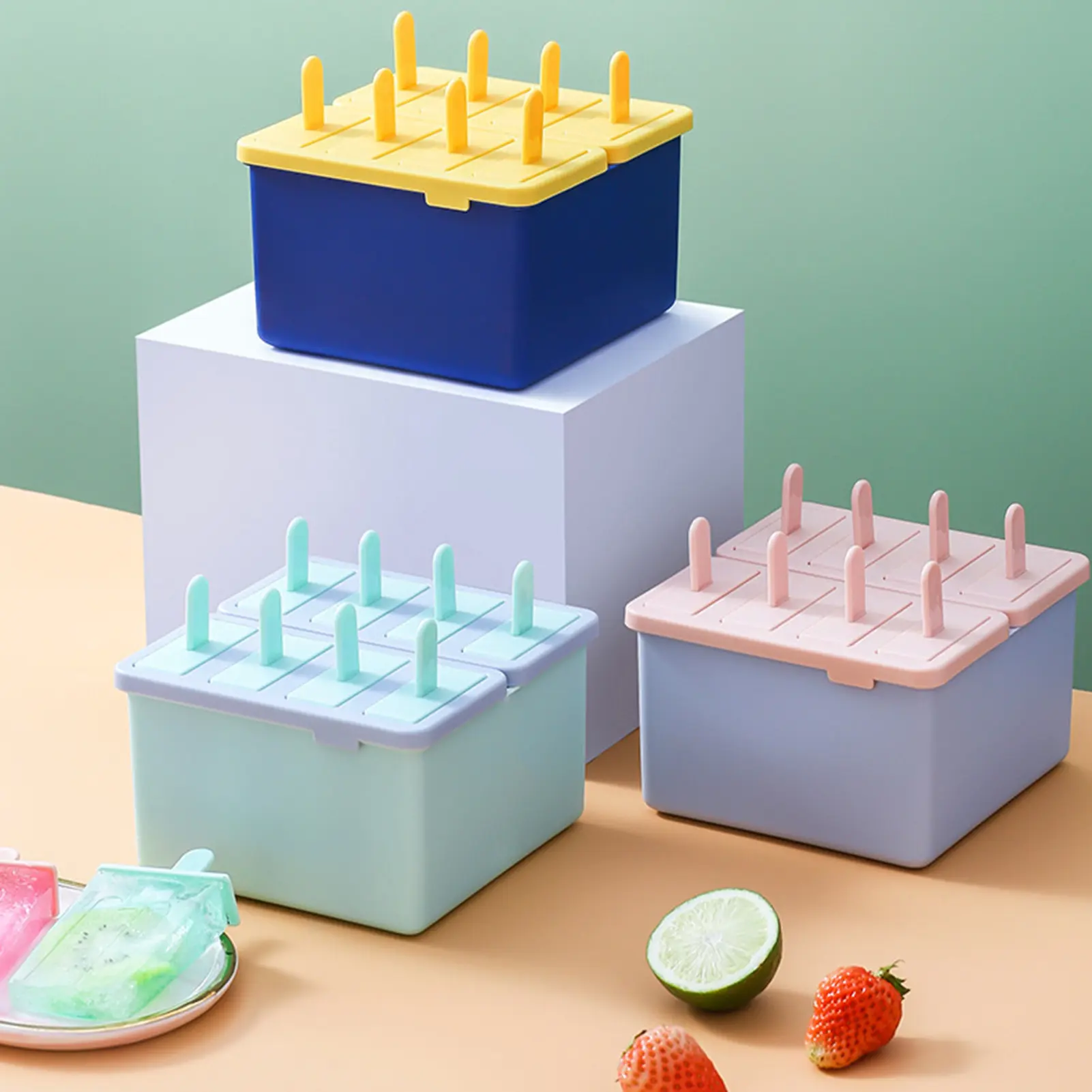 4/8 Grids Ice Cream Mold Handmade Diy Popsicle Mold Parent Child Kitchen Ice Cream Making Mold Summer Kitchen Cooking Accessory