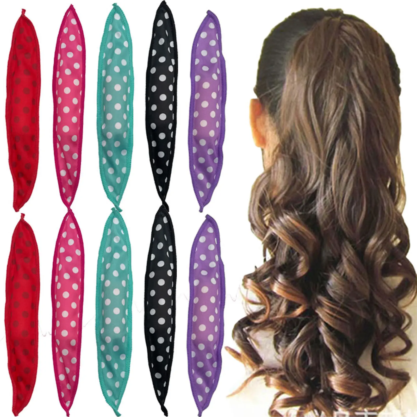 1/5/10pcs Mixed Hair Curler Color Wave Point Hair Rollers For Women Girls No Heating Manual Hair Fluffy Sponge Hairdressing Tool