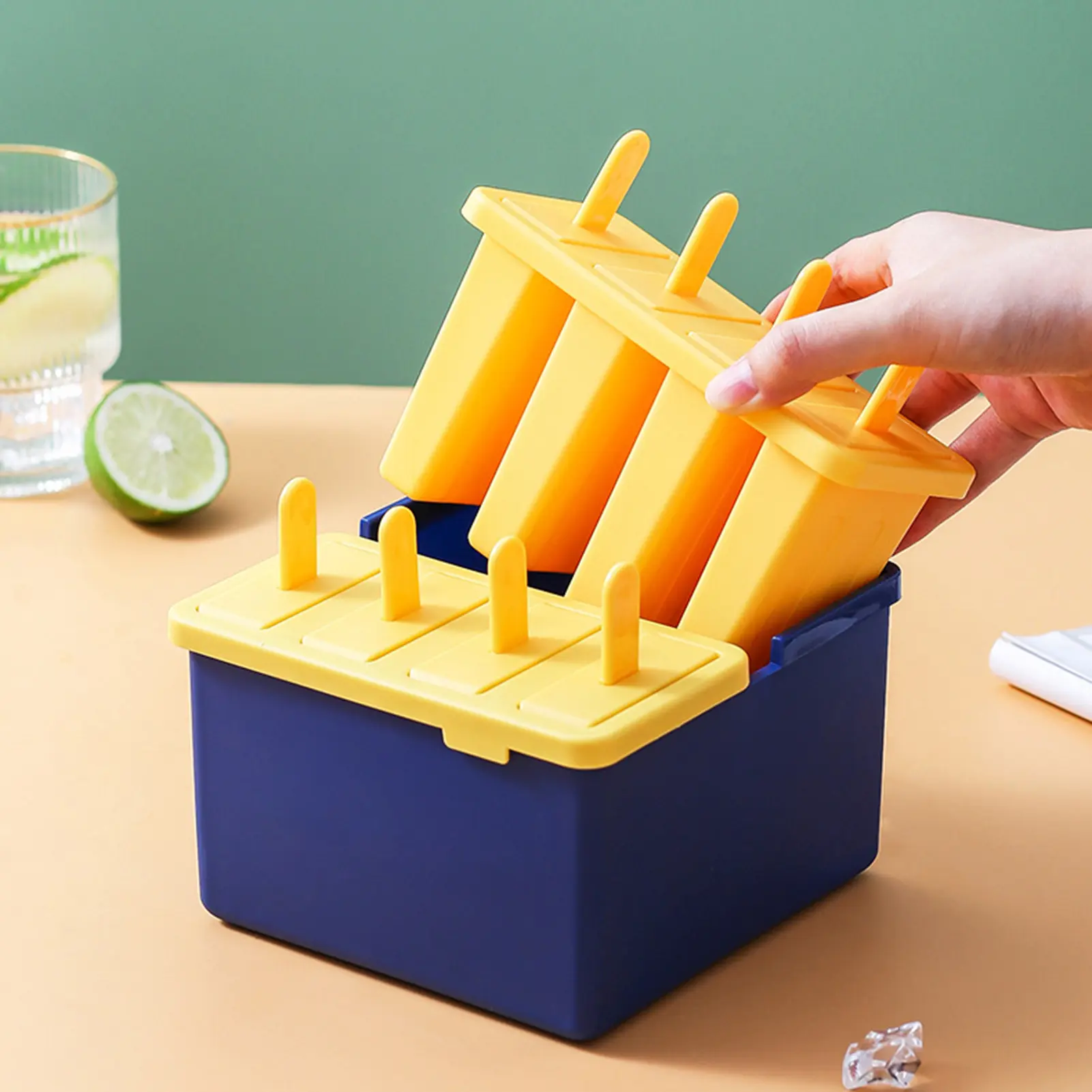 4/8 Grids Ice Cream Mold Handmade Diy Popsicle Mold Parent Child Kitchen Ice Cream Making Mold Summer Kitchen Cooking Accessory