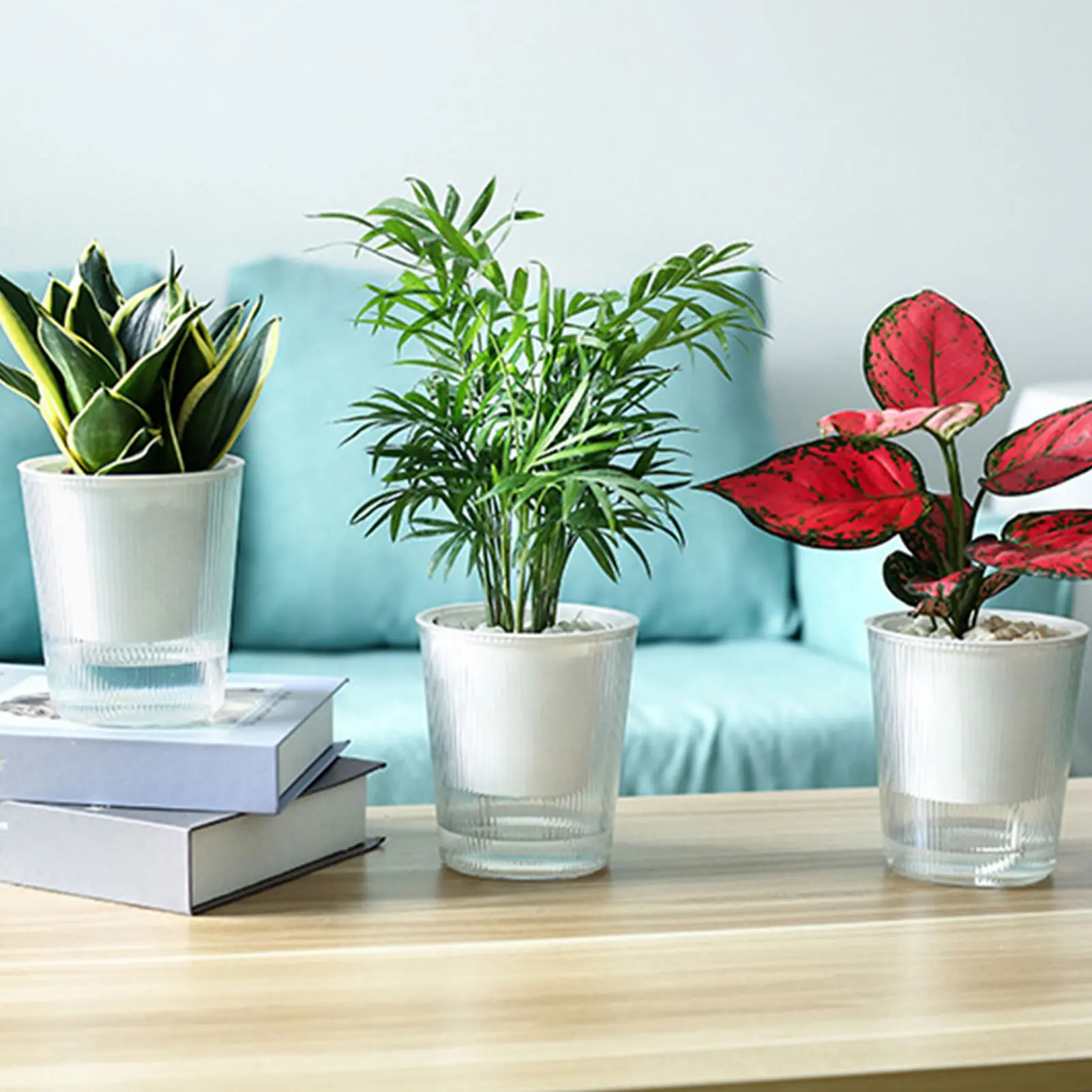 Self Absorbent Resin Flowerpot Imitation Glass Texture Transparent Flowerpot For Plants Spring Water Absorbing Seedling Pot