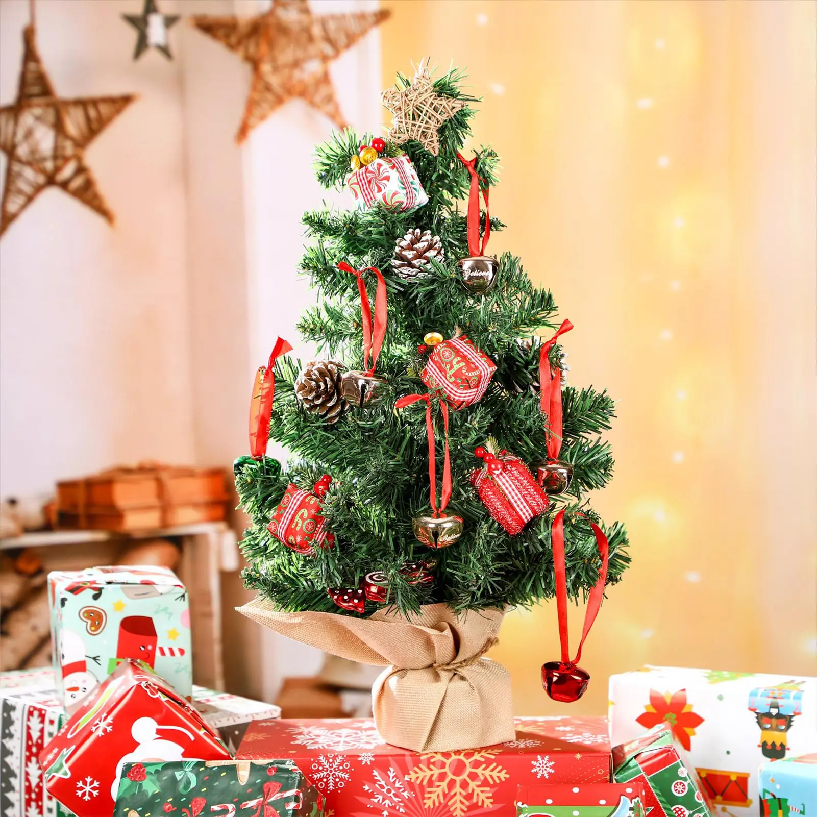 1/6pcs 20cm Mini Christmas Tree Ornament Plastic Desktop Decoration Xmas Tree For Supermarket Shop Home 2025 Christmas Decors