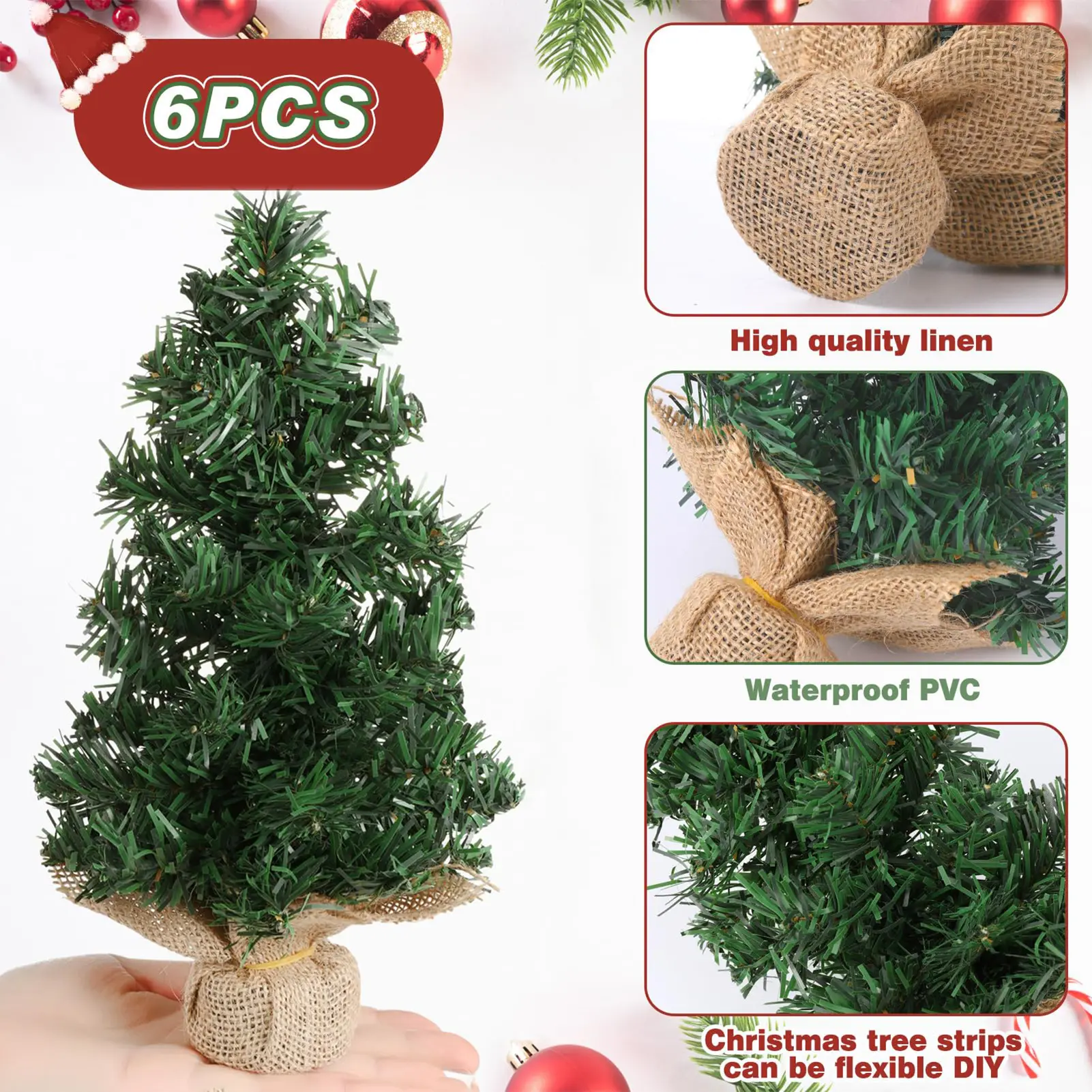 1/6pcs 20cm Mini Christmas Tree Ornament Plastic Desktop Decoration Xmas Tree For Supermarket Shop Home 2025 Christmas Decors