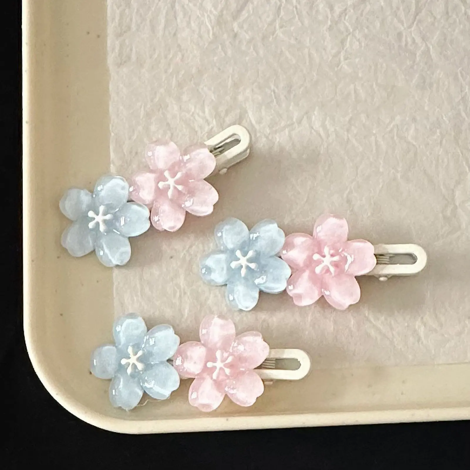 2pcs Korean Style Hair Clips For Women Cute Transparent Sakura Duckbill Clips Trendy Sweety Barrettes Girls Hair Accessories