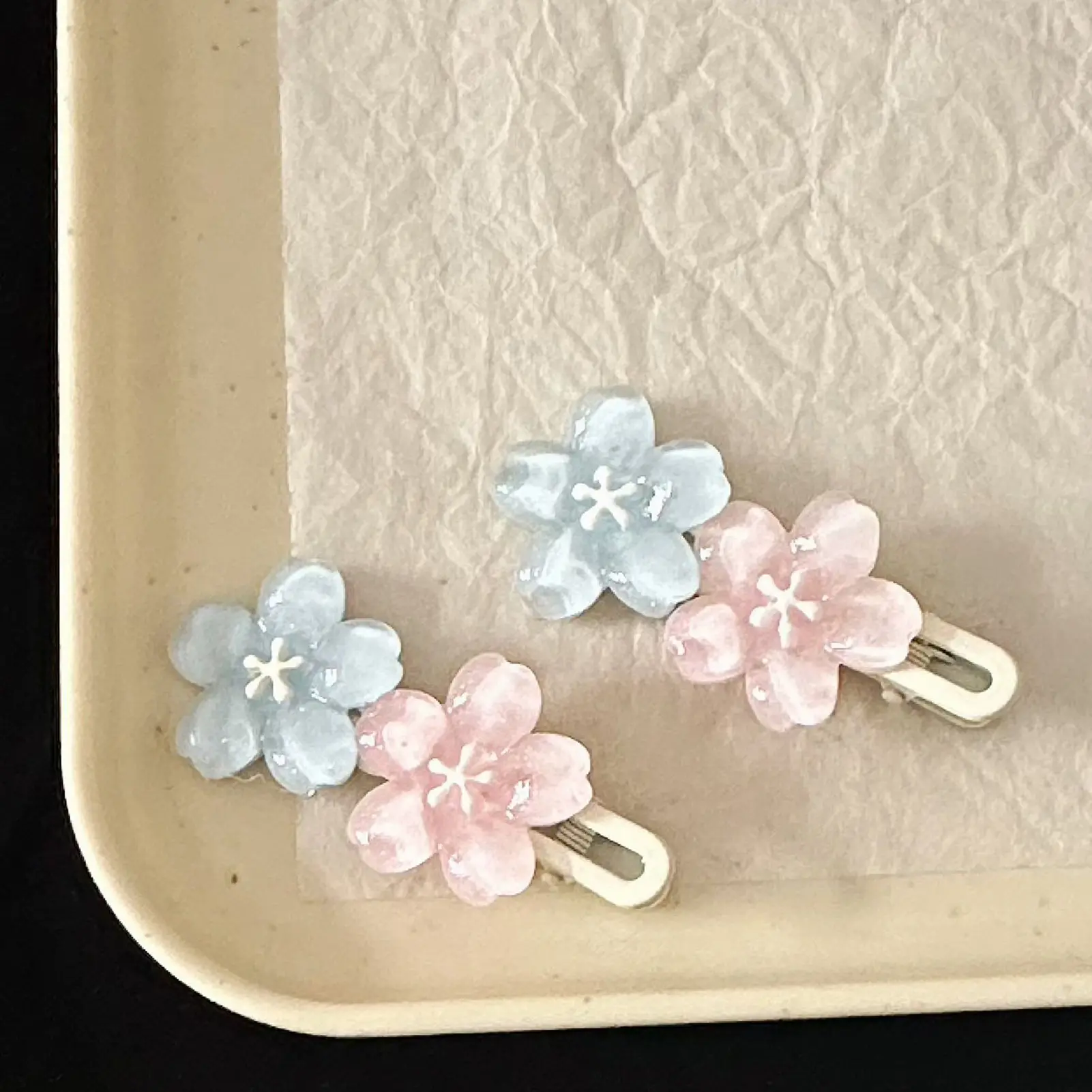 2pcs Korean Style Hair Clips For Women Cute Transparent Sakura Duckbill Clips Trendy Sweety Barrettes Girls Hair Accessories