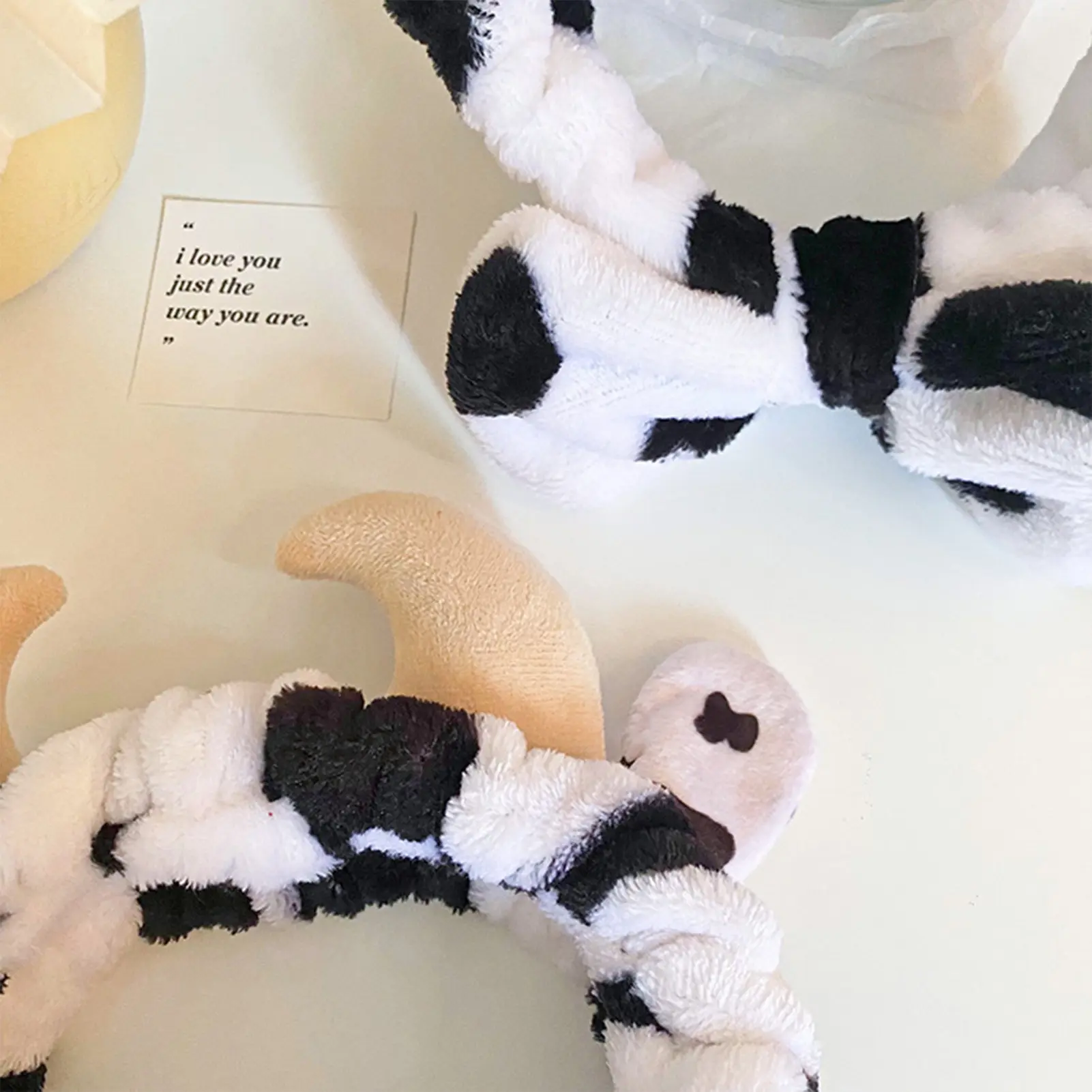 Cartoon Cow Headband Set For Men And Women Soft Comfortable Fleece Headband For Wash Up Practical Girls Face Washing Hair Hoop