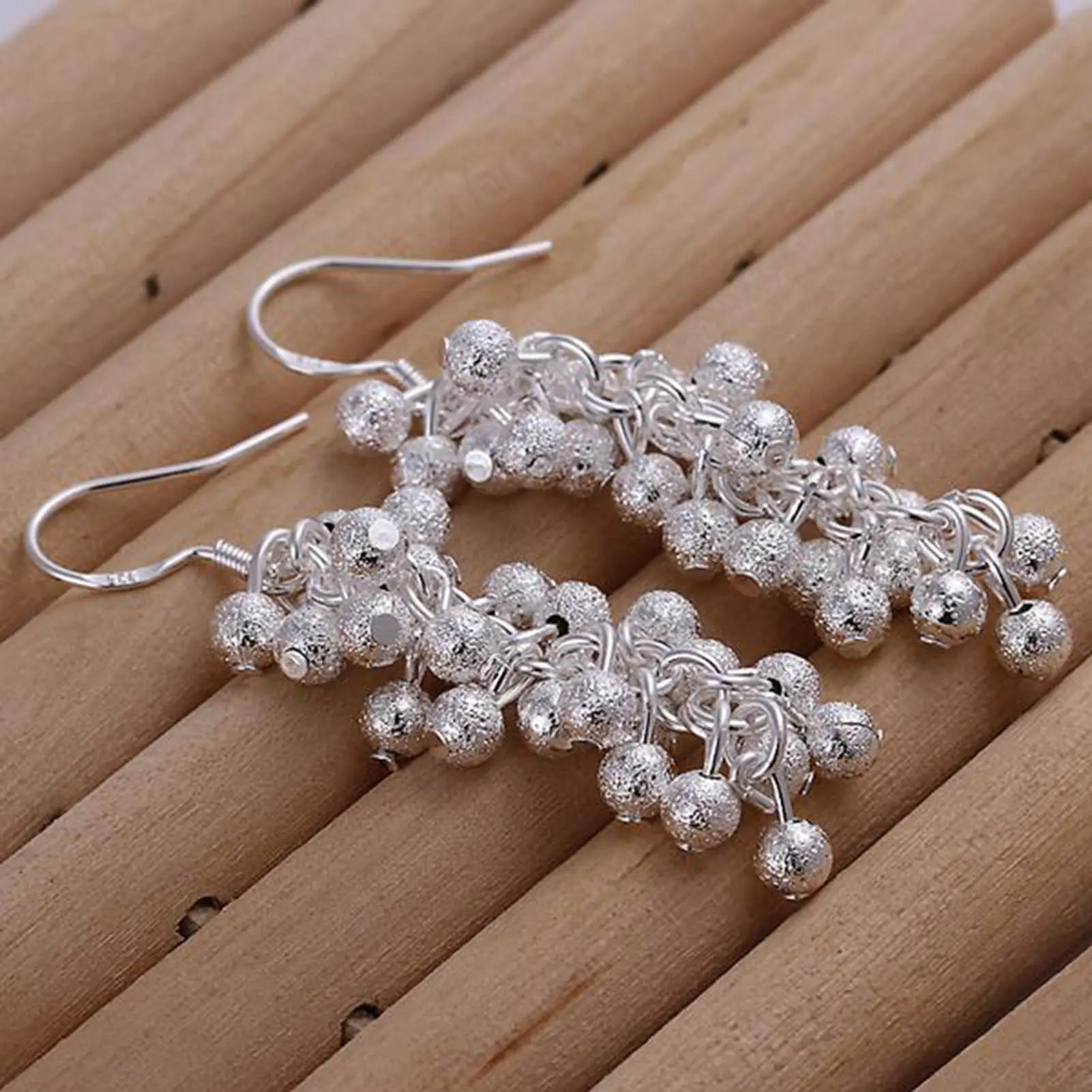 Trendy Reluster Dangle Earring For Women Silver Bead String Design Earring Summer Beach Travel Party Jewelry Ear Accessories