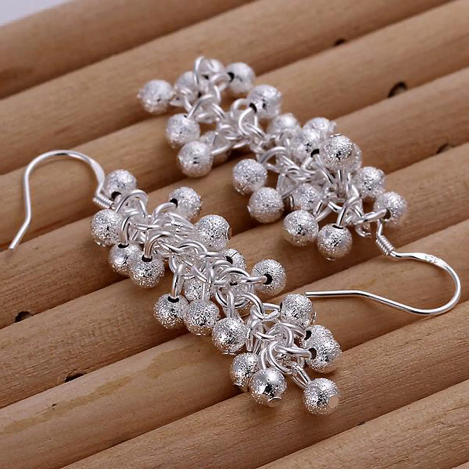 Trendy Reluster Dangle Earring For Women Silver Bead String Design Earring Summer Beach Travel Party Jewelry Ear Accessories