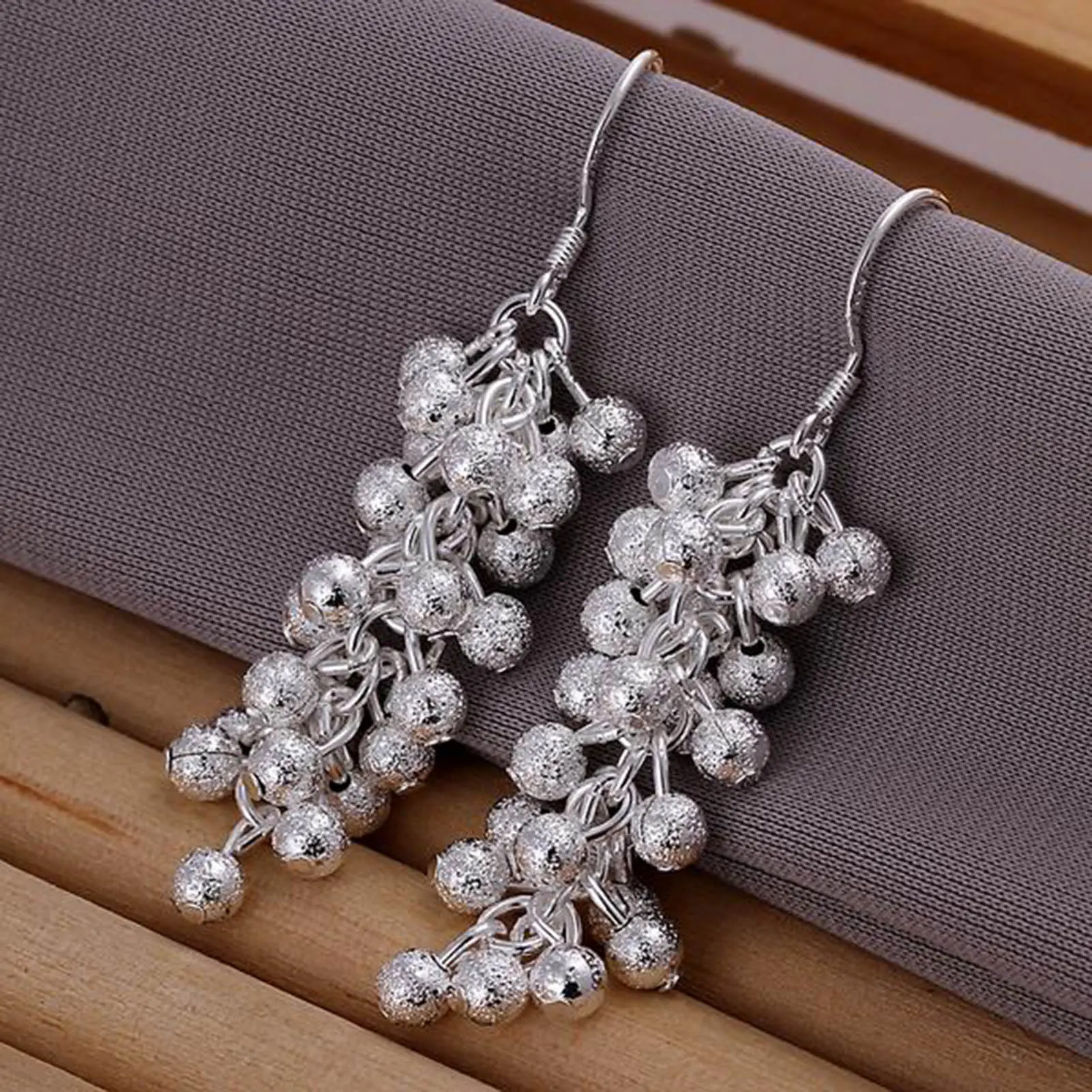 Trendy Reluster Dangle Earring For Women Silver Bead String Design Earring Summer Beach Travel Party Jewelry Ear Accessories