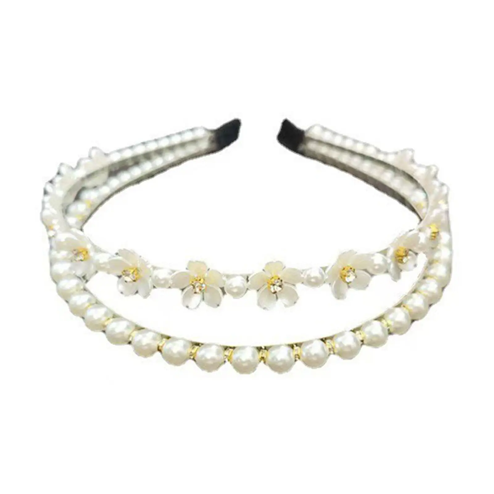 Sweety Flower Headband For Girls Creative Double Layer Pearl Flower Headband Exquisite Elegant Hair Accessories Festival Gifts