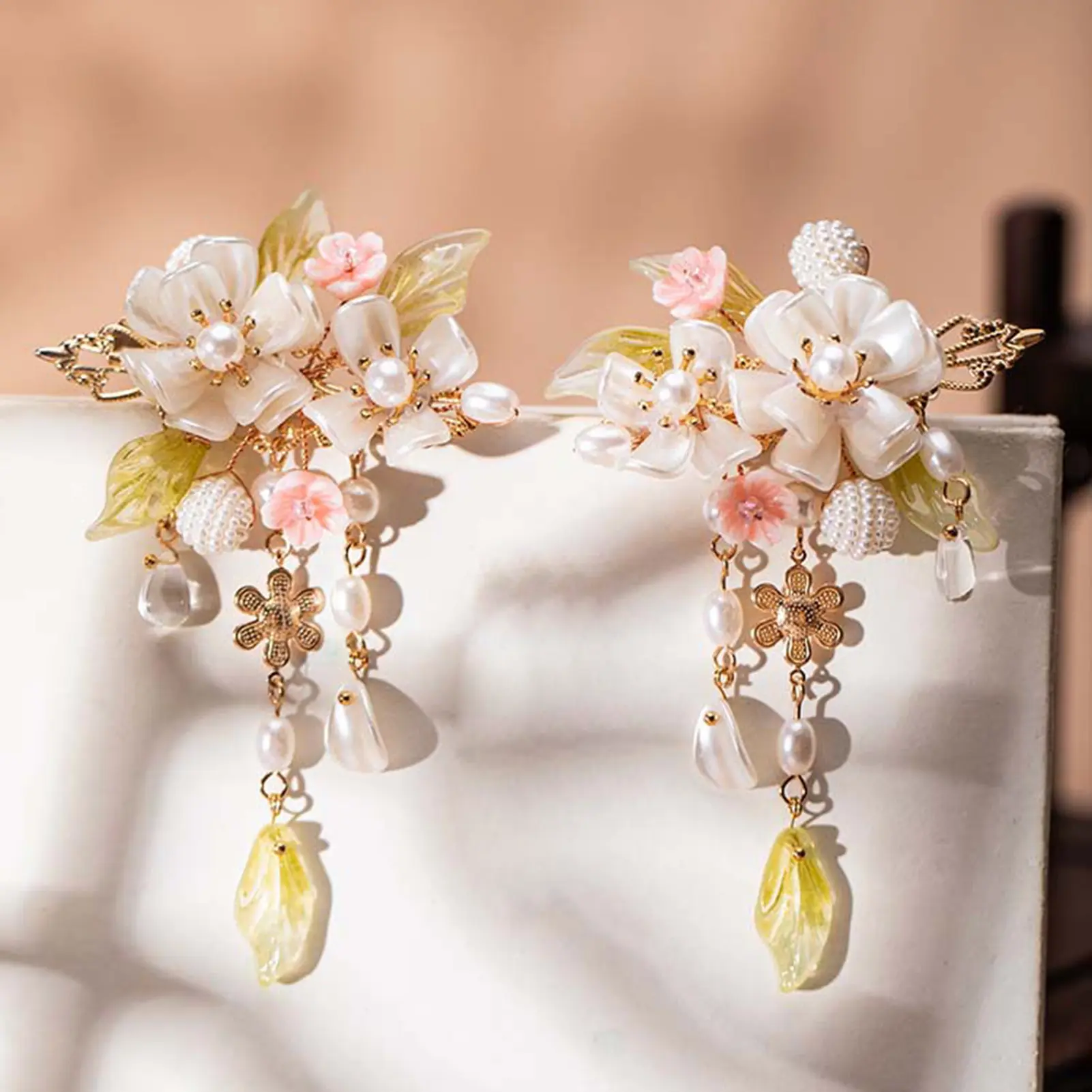 Chinese Style Hairpin Vintage Flower Tassel Hair Comb Hair Clips Exquisite Elegant Handmade Hair Accessories Hanfu Hair Pins