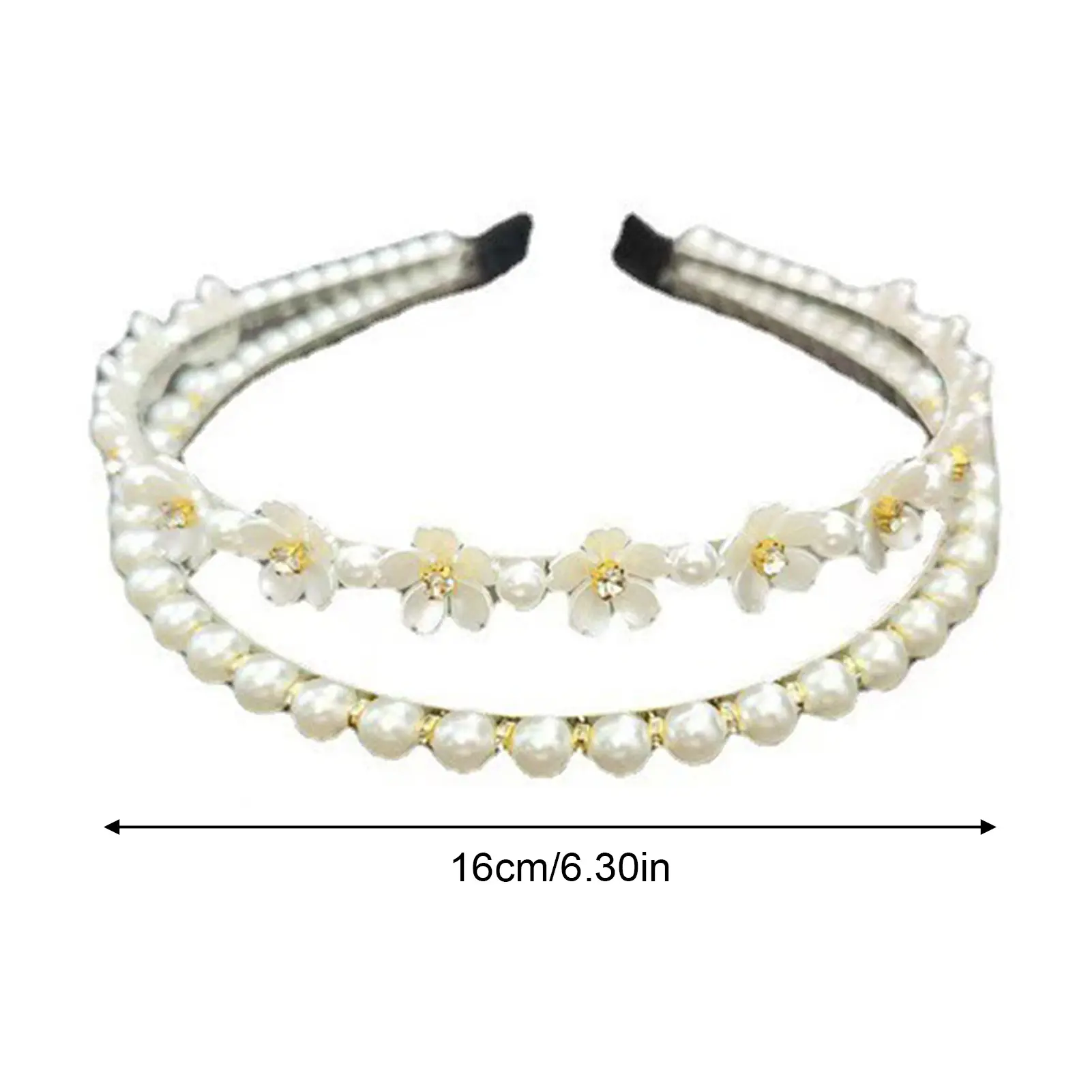 Sweety Flower Headband For Girls Creative Double Layer Pearl Flower Headband Exquisite Elegant Hair Accessories Festival Gifts