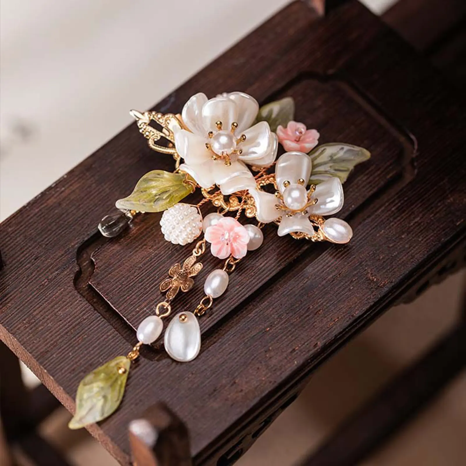Chinese Style Hairpin Vintage Flower Tassel Hair Comb Hair Clips Exquisite Elegant Handmade Hair Accessories Hanfu Hair Pins