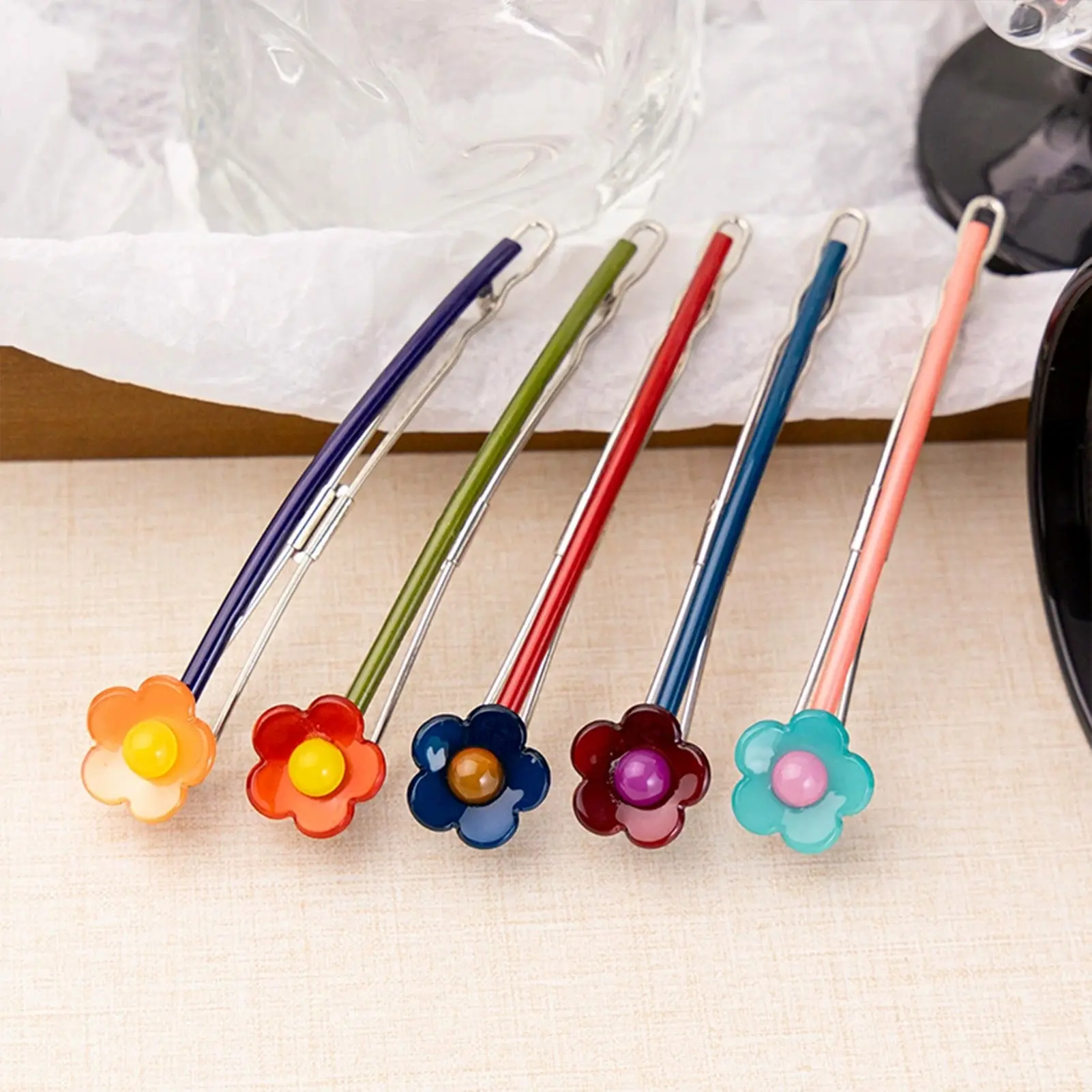 Y2K Barrettes For Women Ins Style Small Flower Hair Clip For Women Dopamine Droplet Hair Clip Girls Trendy Hair Accessories
