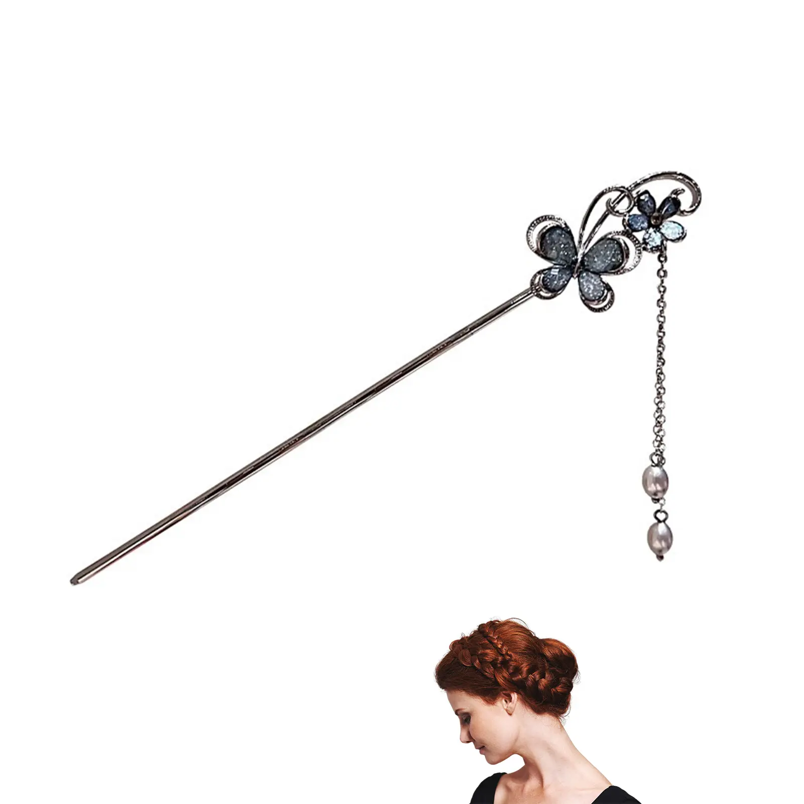 Hair Pin Women Elegant Hair Chignon With Tassel Fine Pattern Setting Elegant Hair Chopsticks For Hair Accessory Hair Styling