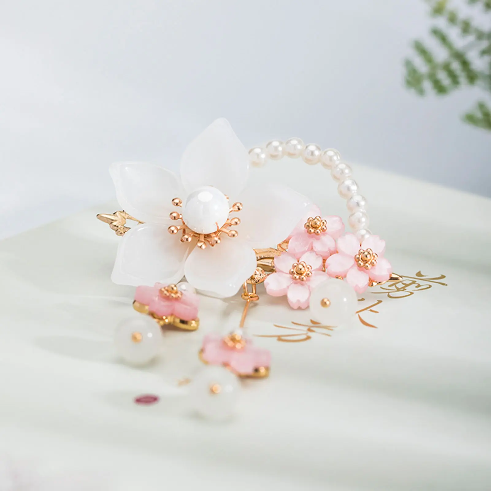 1 Pair Flower Tassel Hair Clips For Women Girls Vintage Chinese Style Floral Pearl Hairpin Exquisite Hanfu Hair Accessories