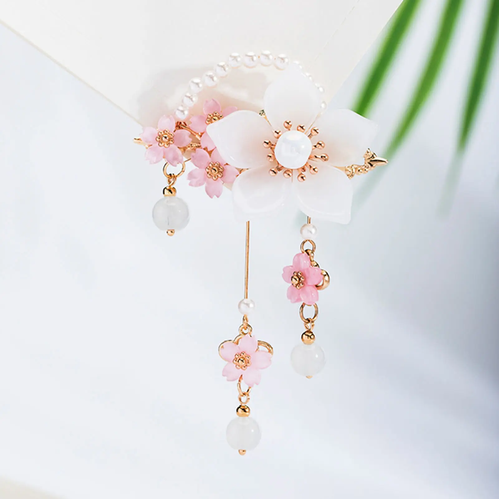 1 Pair Flower Tassel Hair Clips For Women Girls Vintage Chinese Style Floral Pearl Hairpin Exquisite Hanfu Hair Accessories