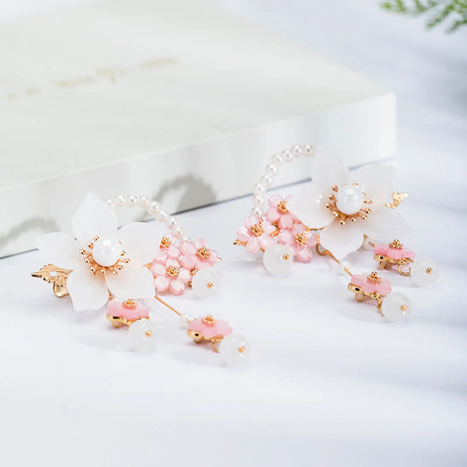 1 Pair Flower Tassel Hair Clips For Women Girls Vintage Chinese Style Floral Pearl Hairpin Exquisite Hanfu Hair Accessories