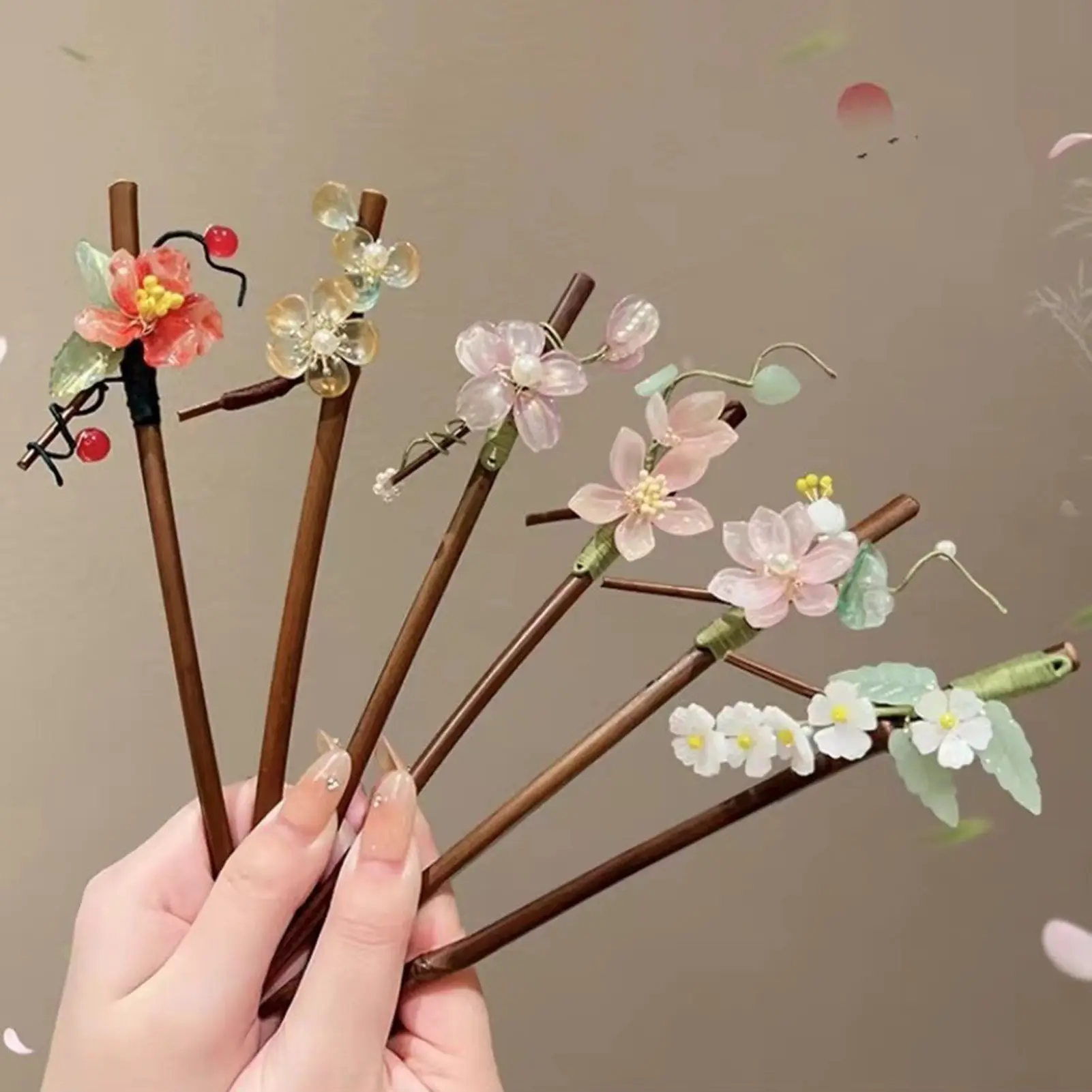 Hair Clasp Sticks With Flower Pendant Hair Stick Vintage Chinese Style Bridal Hair Jewelry Accessories For Women Wedding Hanfu