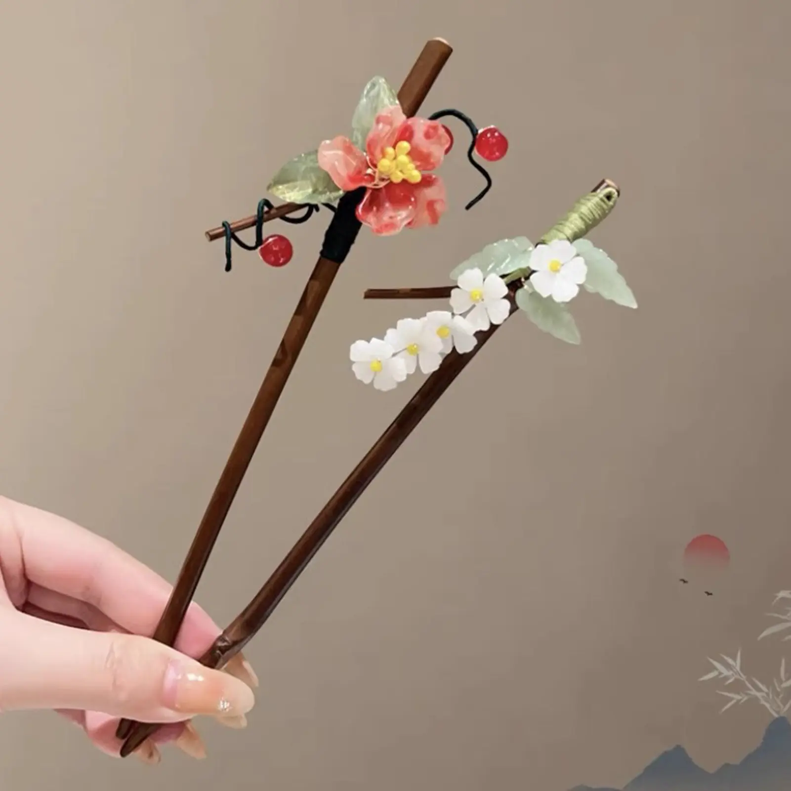 Hair Clasp Sticks With Flower Pendant Hair Stick Vintage Chinese Style Bridal Hair Jewelry Accessories For Women Wedding Hanfu