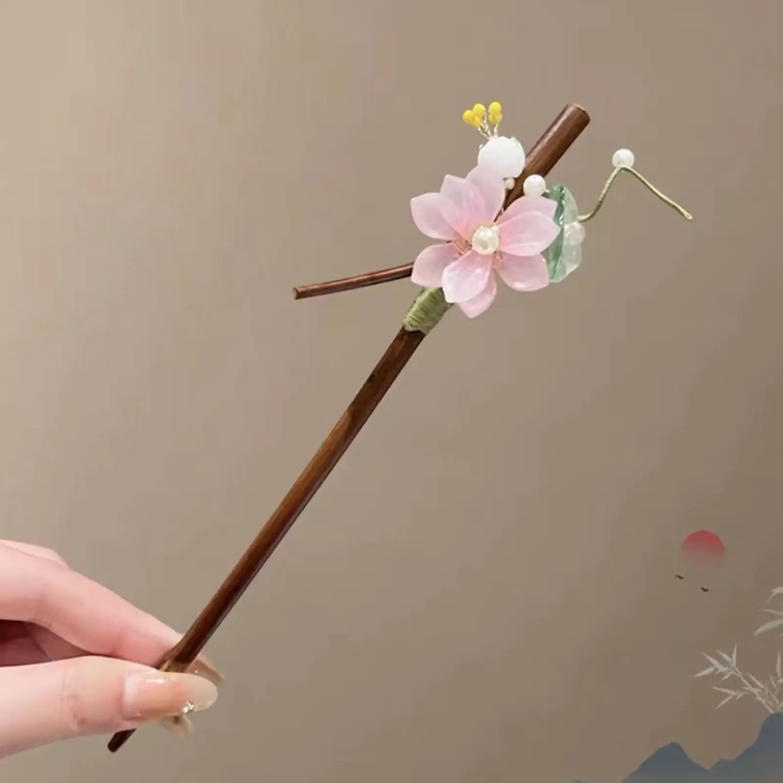Hair Clasp Sticks With Flower Pendant Hair Stick Vintage Chinese Style Bridal Hair Jewelry Accessories For Women Wedding Hanfu