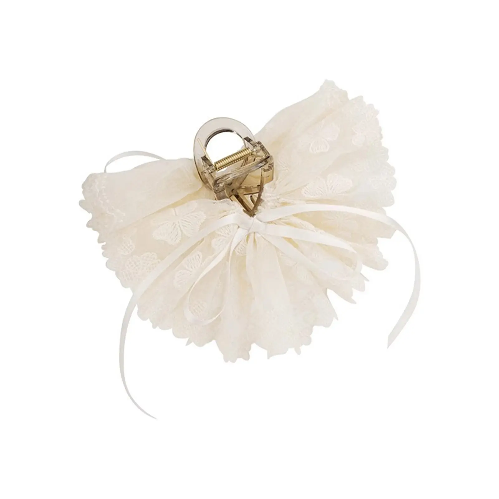 Elegant Fashion Hair Claw Barrettes With Lace Bowknot Flower Decor Ponytail Holder Large Shark Clip Thin Thick Long Short Hair