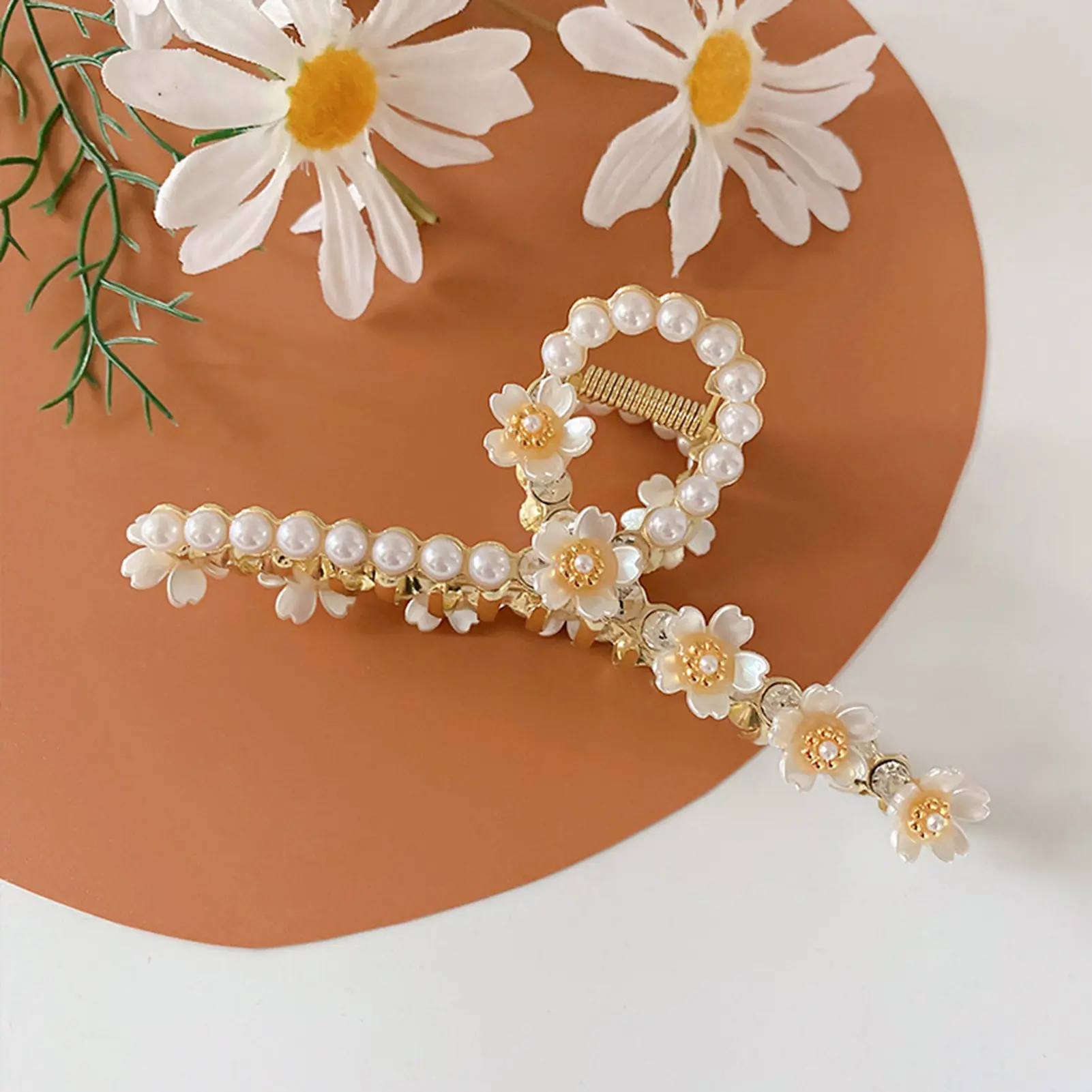 Fashion Gorgeous Women Alloy Flower Hair Claw Clip Simple Style Stable Grip Claw Clip For Thin Thick Long Short Hair