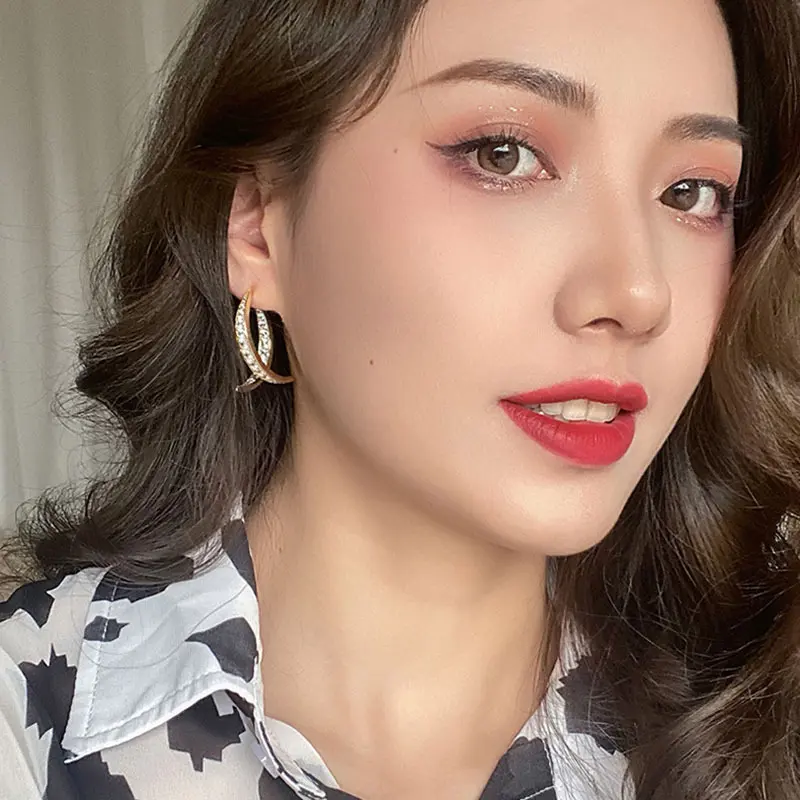 Trendy Glitter Stud Earring For Women Personalized Diamond Studded Geometric Earrings Fashionable Jewelry Ear Accessories 1 Pair
