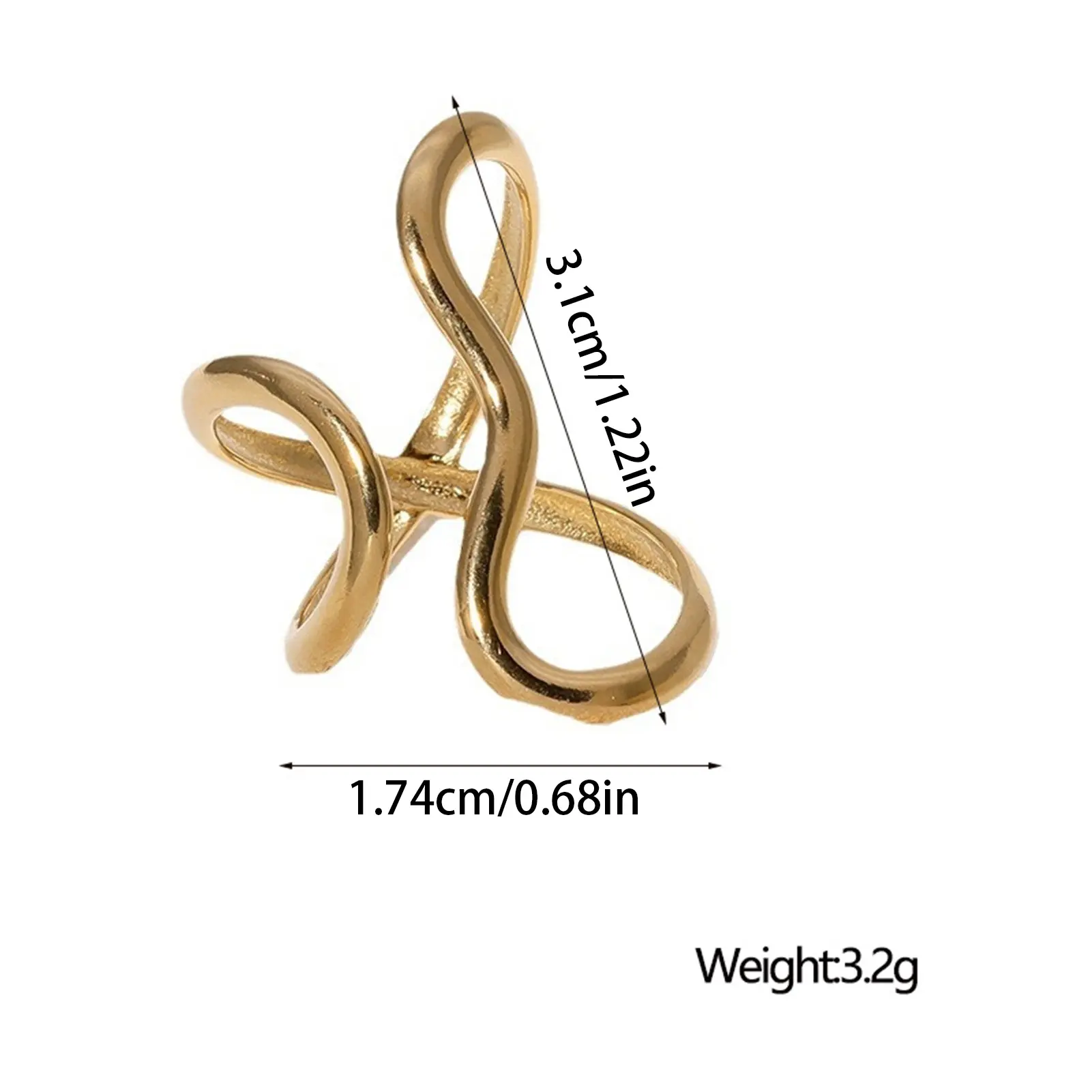 Trendy Reluster Ring For Women Smooth Irregular Line Design Open Ring OL Style Geometric Stainless Steel Ring Jewelry Accessory