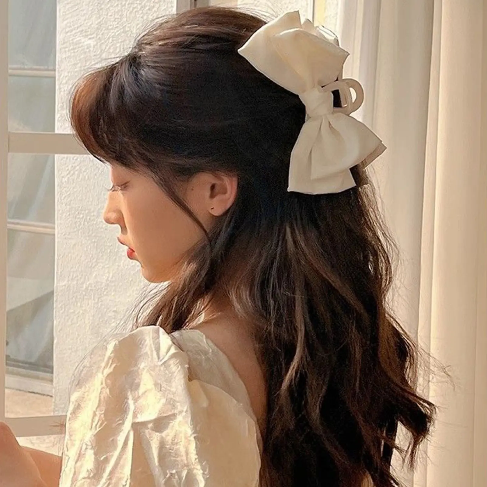 Gentle Bowknot Hair Claw For Women Korean Style Elegant Large Bow Shark Gripper Girls Trendy Hair Accessories Hair Clips 2/3pcs
