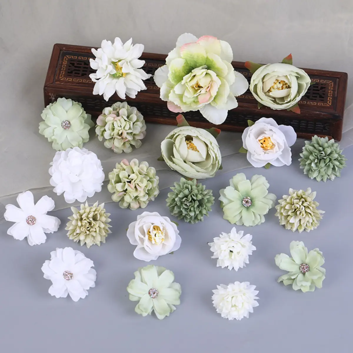 Chinese Style Flower Hair Clip For Women Elegant Gauze Floral DIY Hairpin Hanfu Dress Hair Accessories Simulated Flower Hairpin