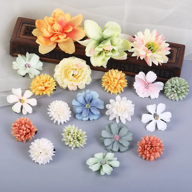 Chinese Style Flower Hair Clip For Women Elegant Gauze Floral DIY Hairpin Hanfu Dress Hair Accessories Simulated Flower Hairpin