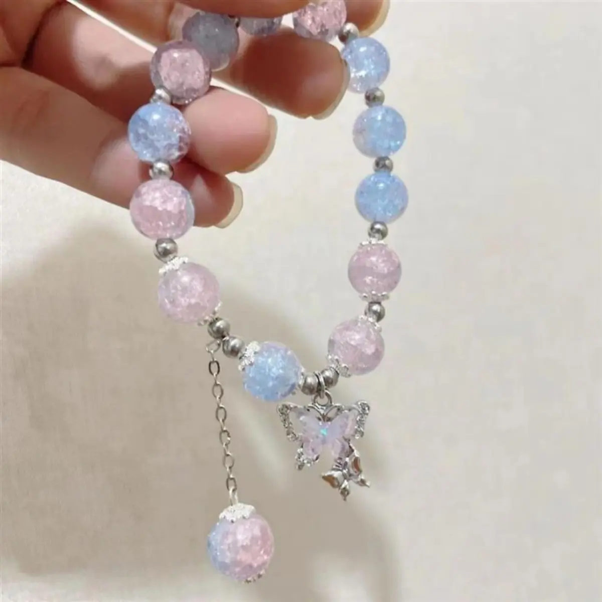 Fairy Butterfly Bead Bracelet For Women Fantastic Gradient Crystal Bead Chain Bracelet Girls Fashion Hand Decoration Chain 1pc
