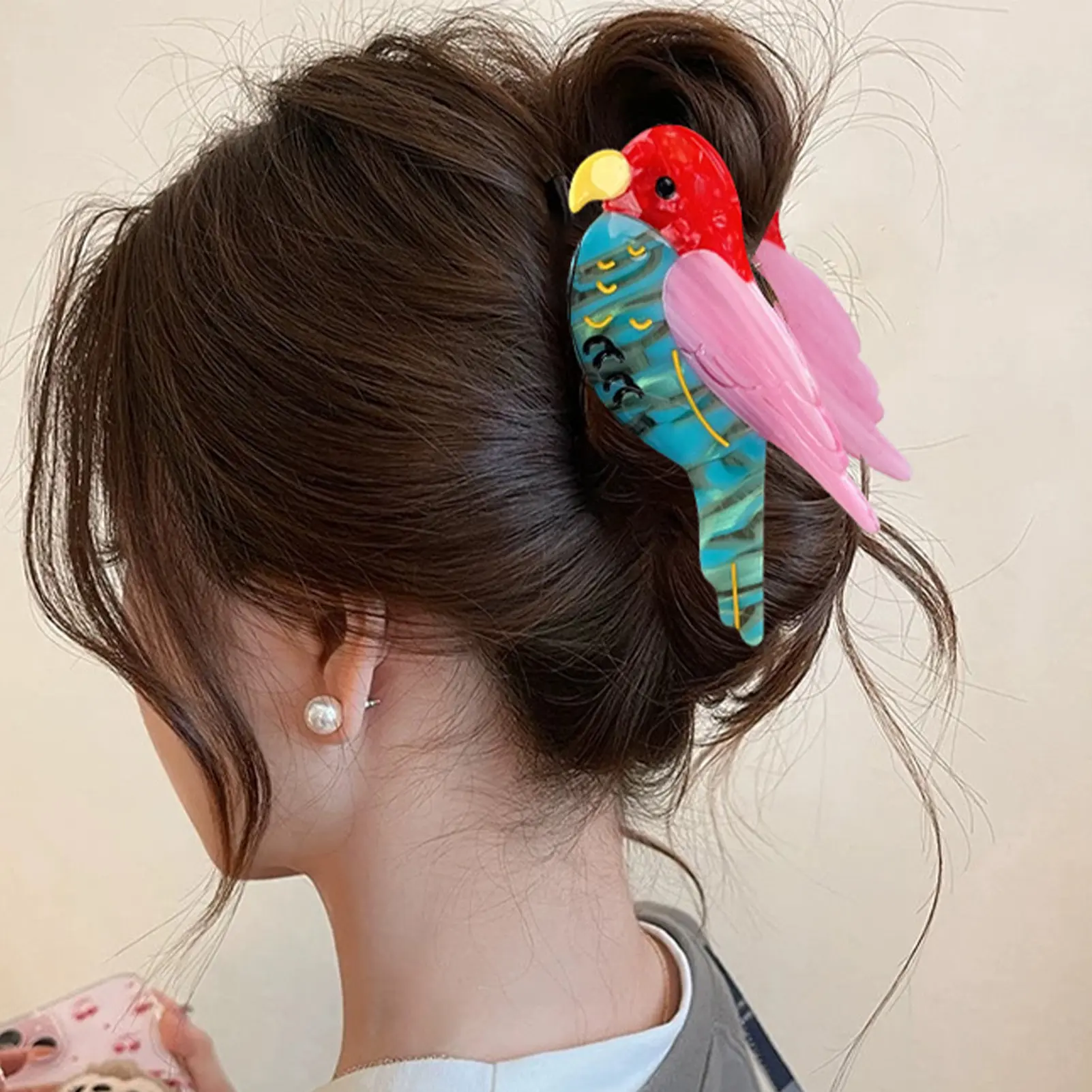 Cartoon Bird Hair Claw For Women Cute Sparrow Acetic Acid Shark Hair Gripper Creative Animal Hair Clip Girls Fashion Hair Claw